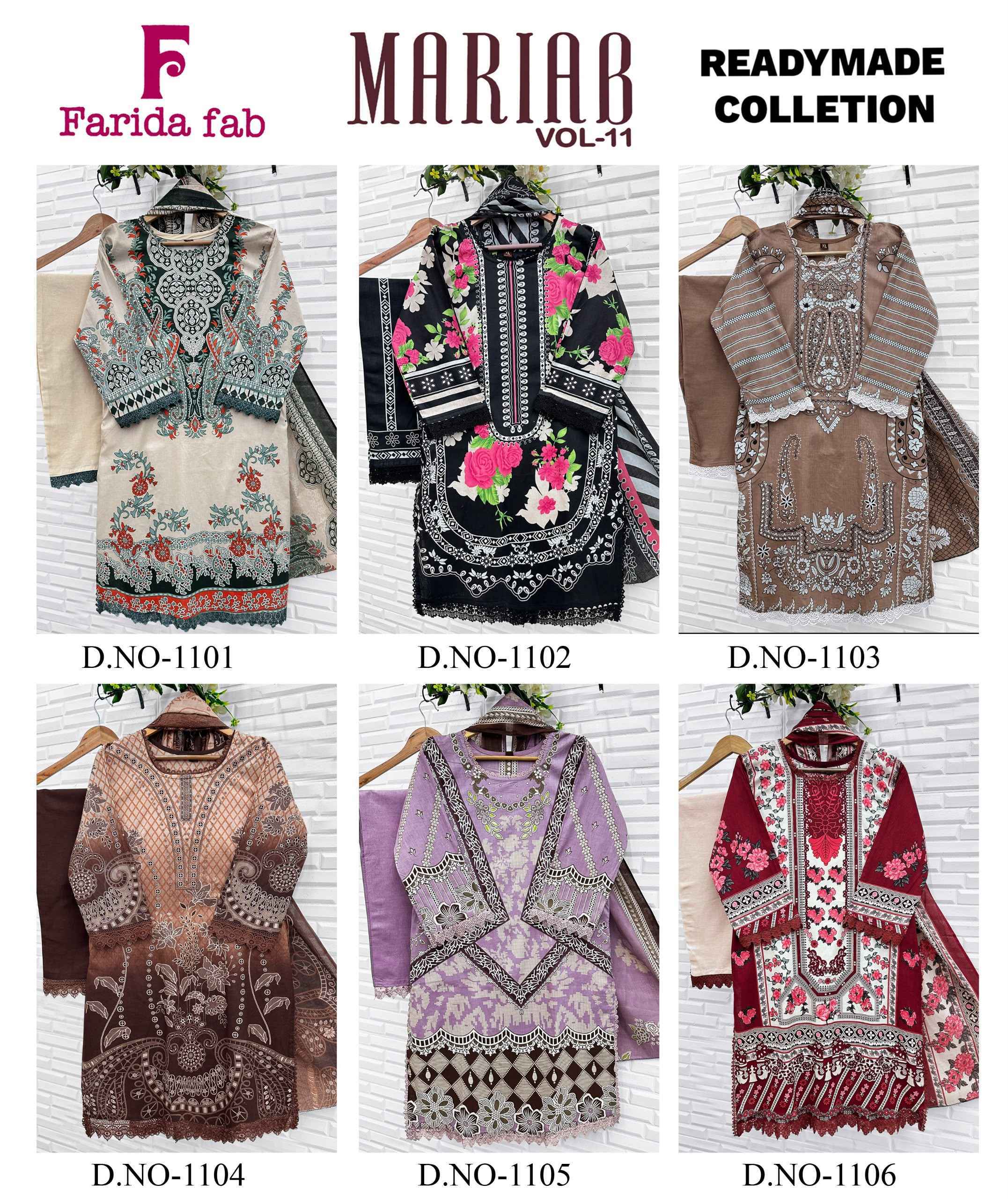 Farida Fab Maria B Vol 11 Readymade Cotton Dress _ Wholesale Factory Rate ( 6 Pcs Catalog )