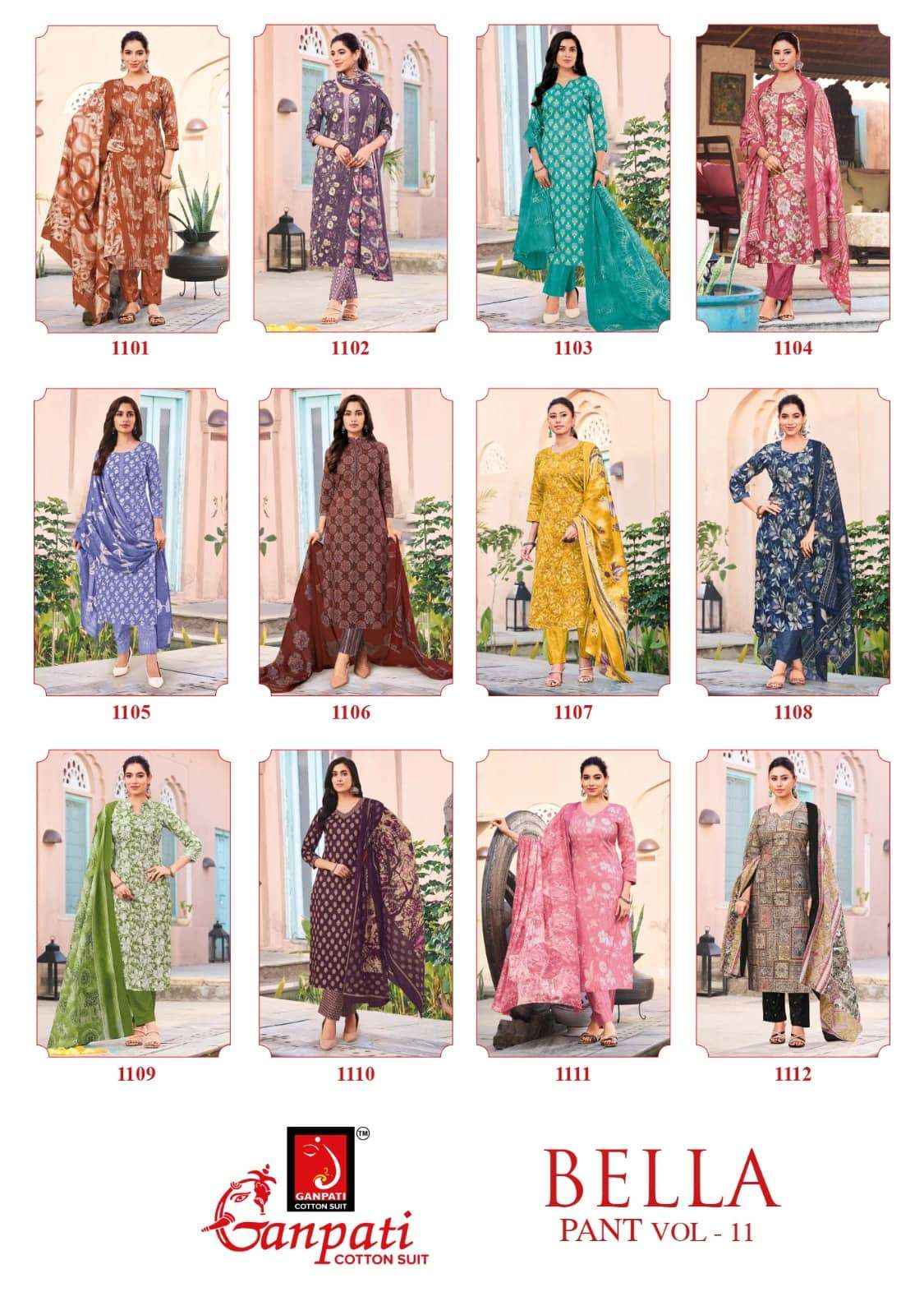 Ganpati Bella Vol 11 Premium Cotton Ladies Dress Material _ Wholesale Factory Rate ( 12 Pcs Catalog )