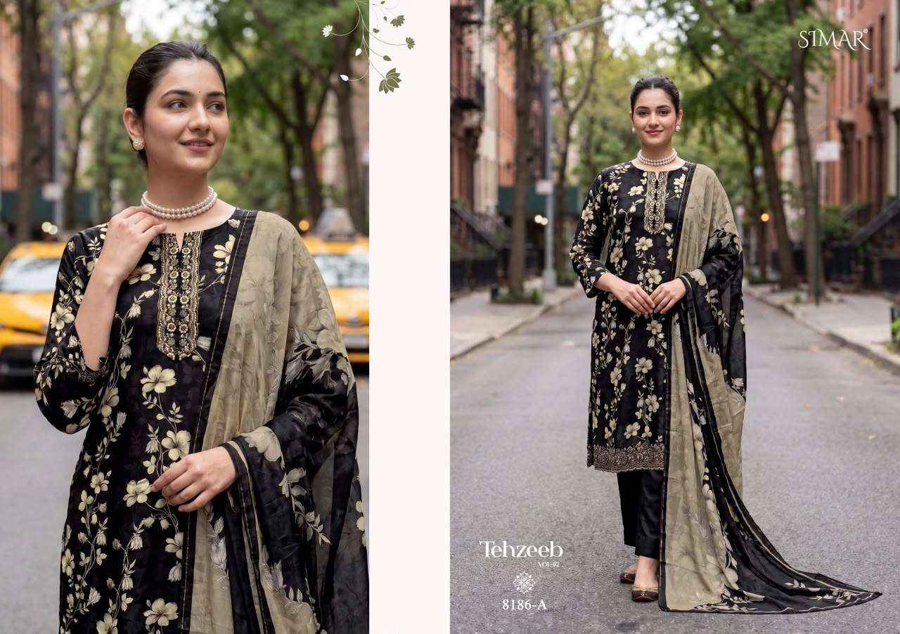 Glossy Simar Tehzeeb Vol 2 Premium Designs Muslin Dress Wholesale Price ( 4 Pcs Catalog )