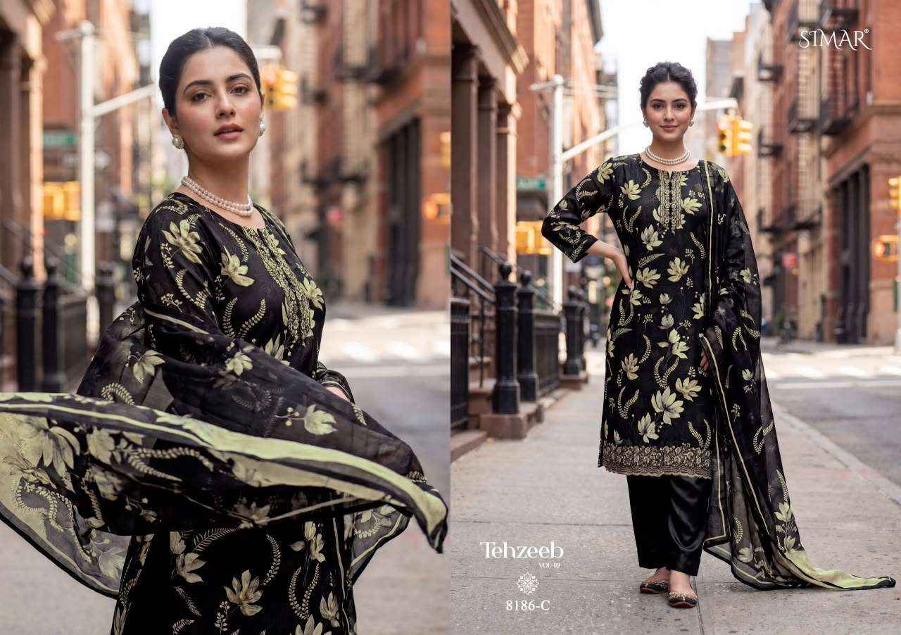 Glossy Simar Tehzeeb Vol 2 Premium Designs Muslin Dress Wholesale Price ( 4 Pcs Catalog )