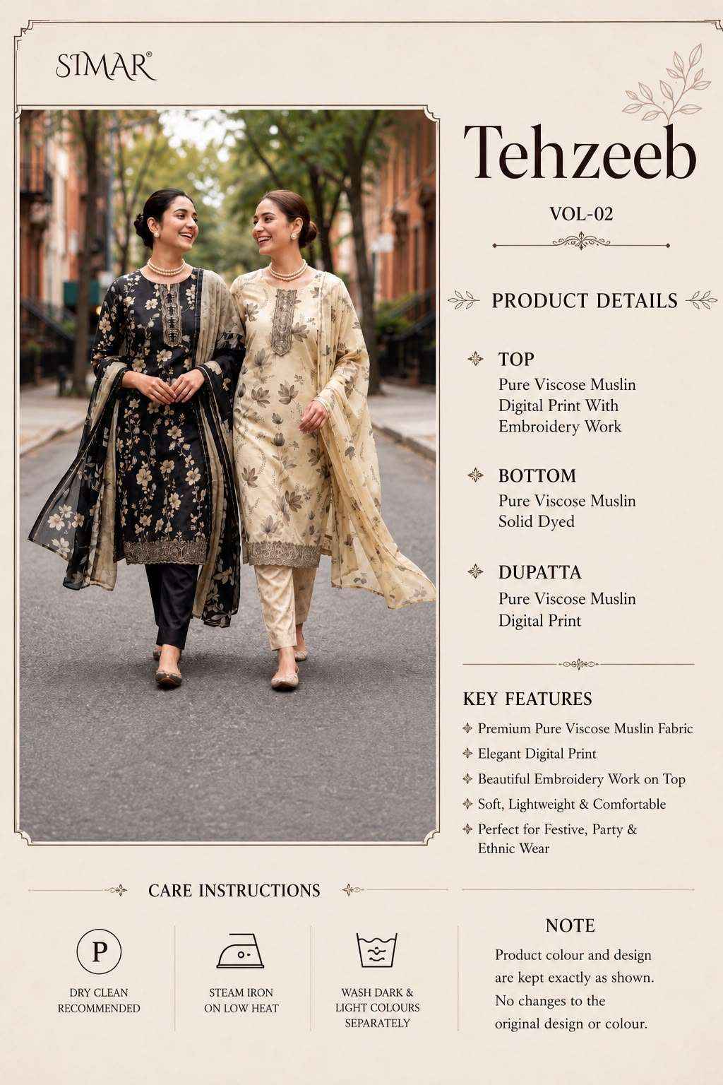 Glossy Simar Tehzeeb Vol 2 Premium Designs Muslin Dress Wholesale Price ( 4 Pcs Catalog )