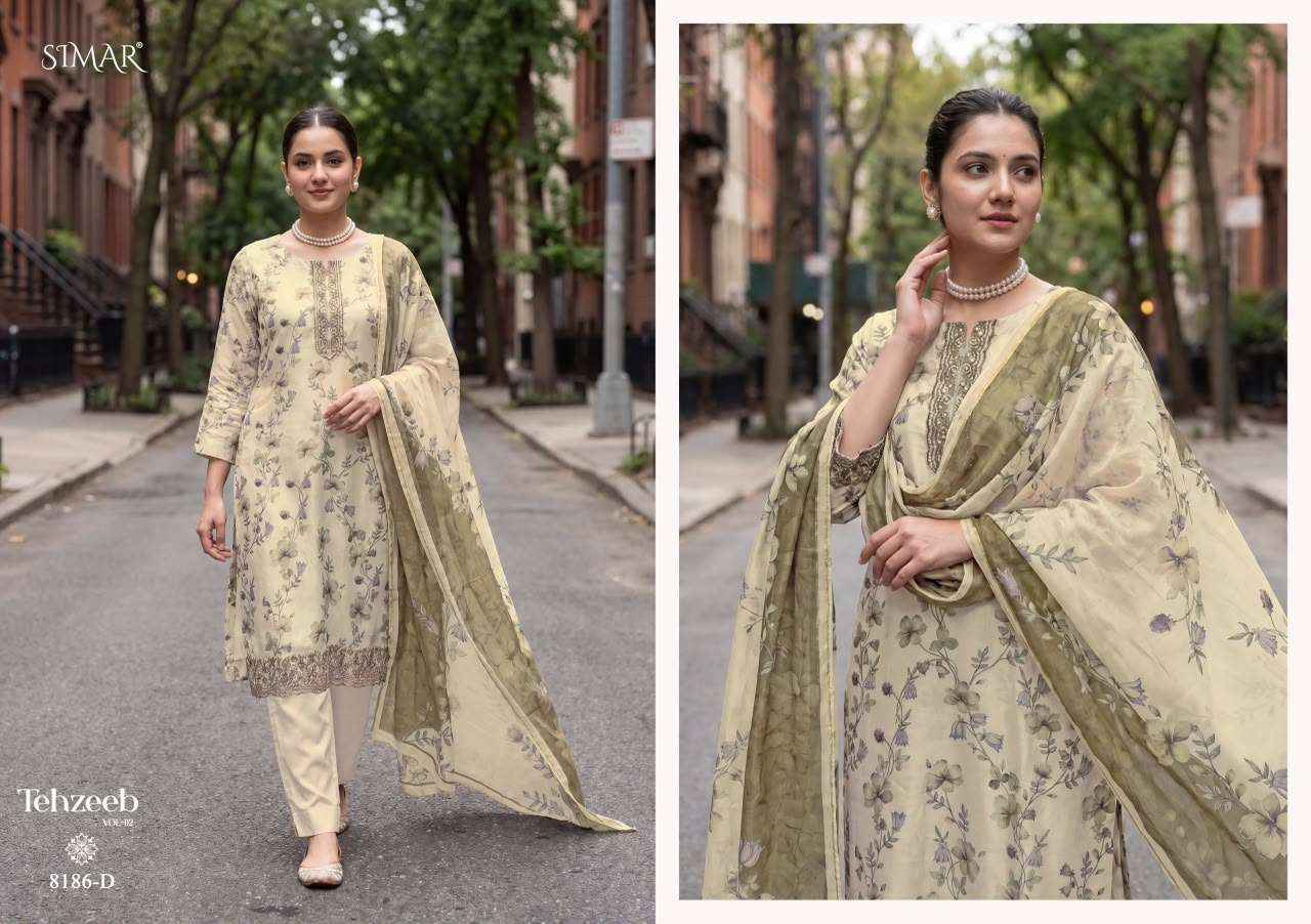 Glossy Simar Tehzeeb Vol 2 Premium Designs Muslin Dress Wholesale Price ( 4 Pcs Catalog )