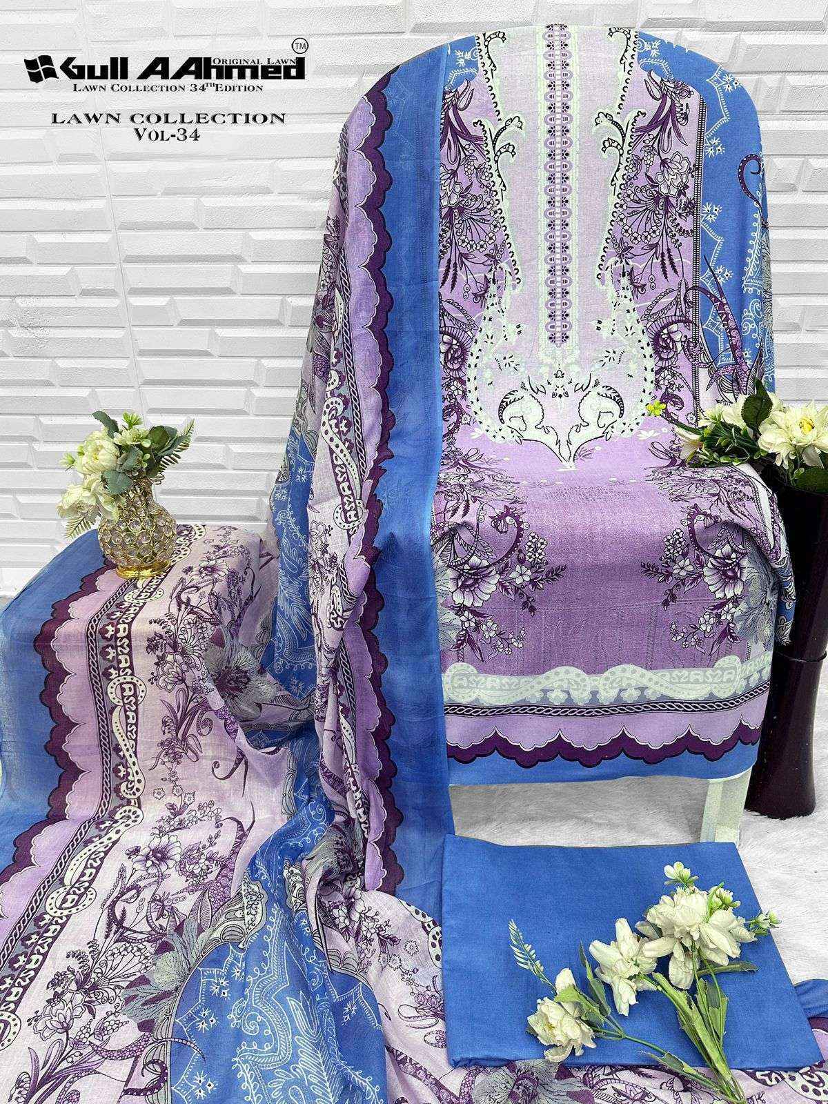 Gull Ahmed Lawn Vol 34 Cambric Cotton Suits Factory Price ( 6 Pcs Catalouge )