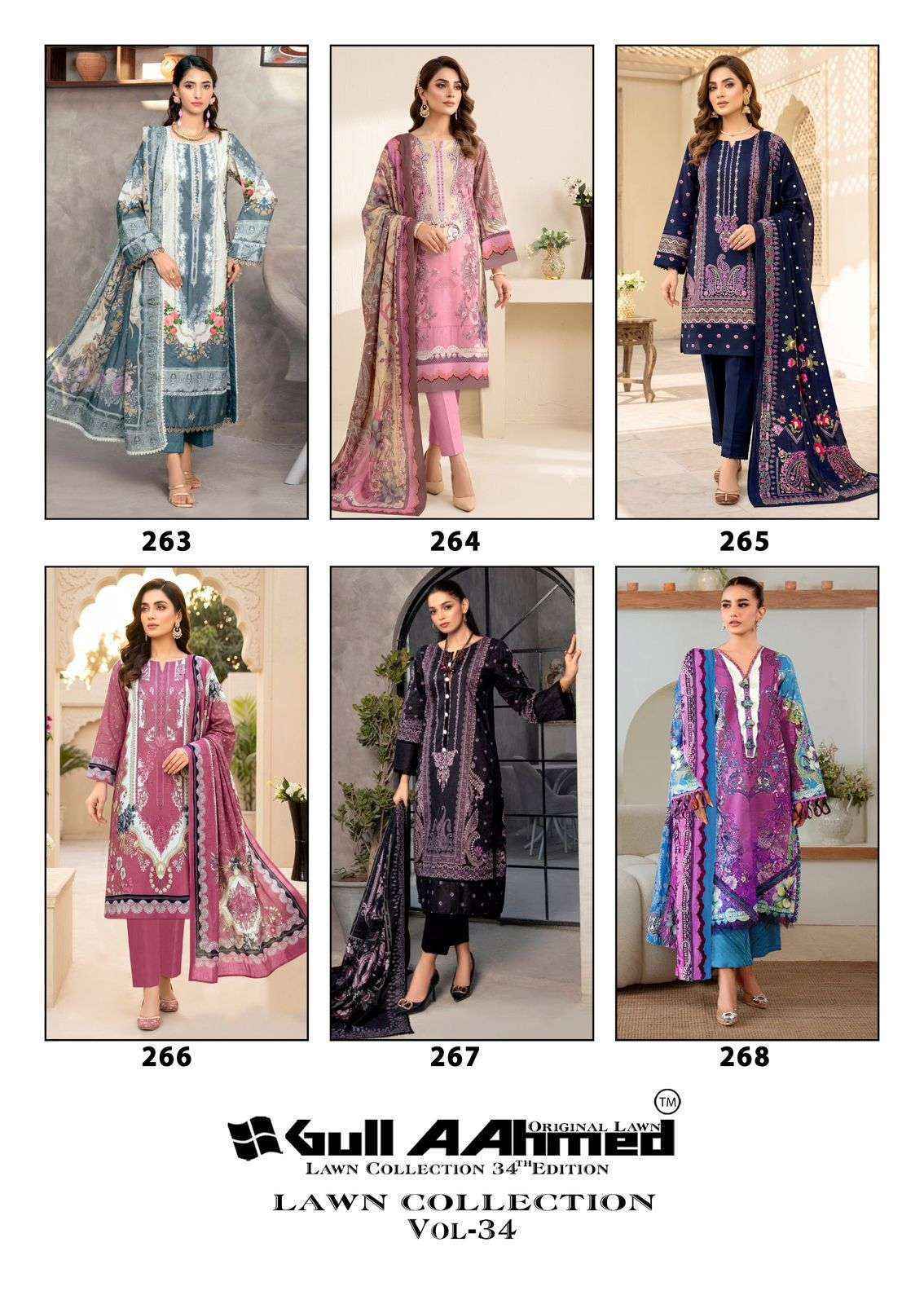 Gull Ahmed Lawn Vol 34 Cambric Cotton Suits Factory Price ( 6 Pcs Catalouge )