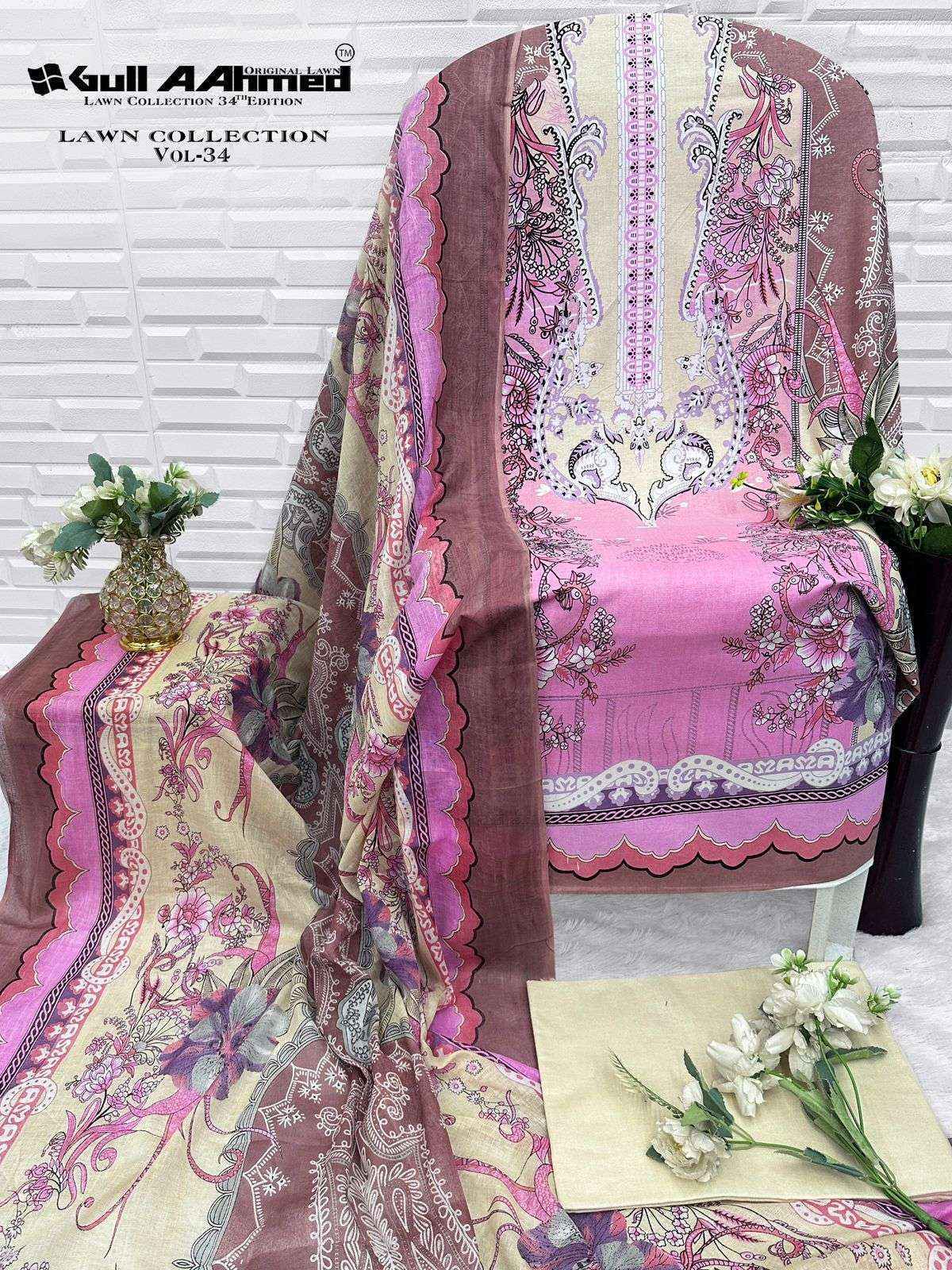 Gull Ahmed Lawn Vol 34 Cambric Cotton Suits Factory Price ( 6 Pcs Catalouge )