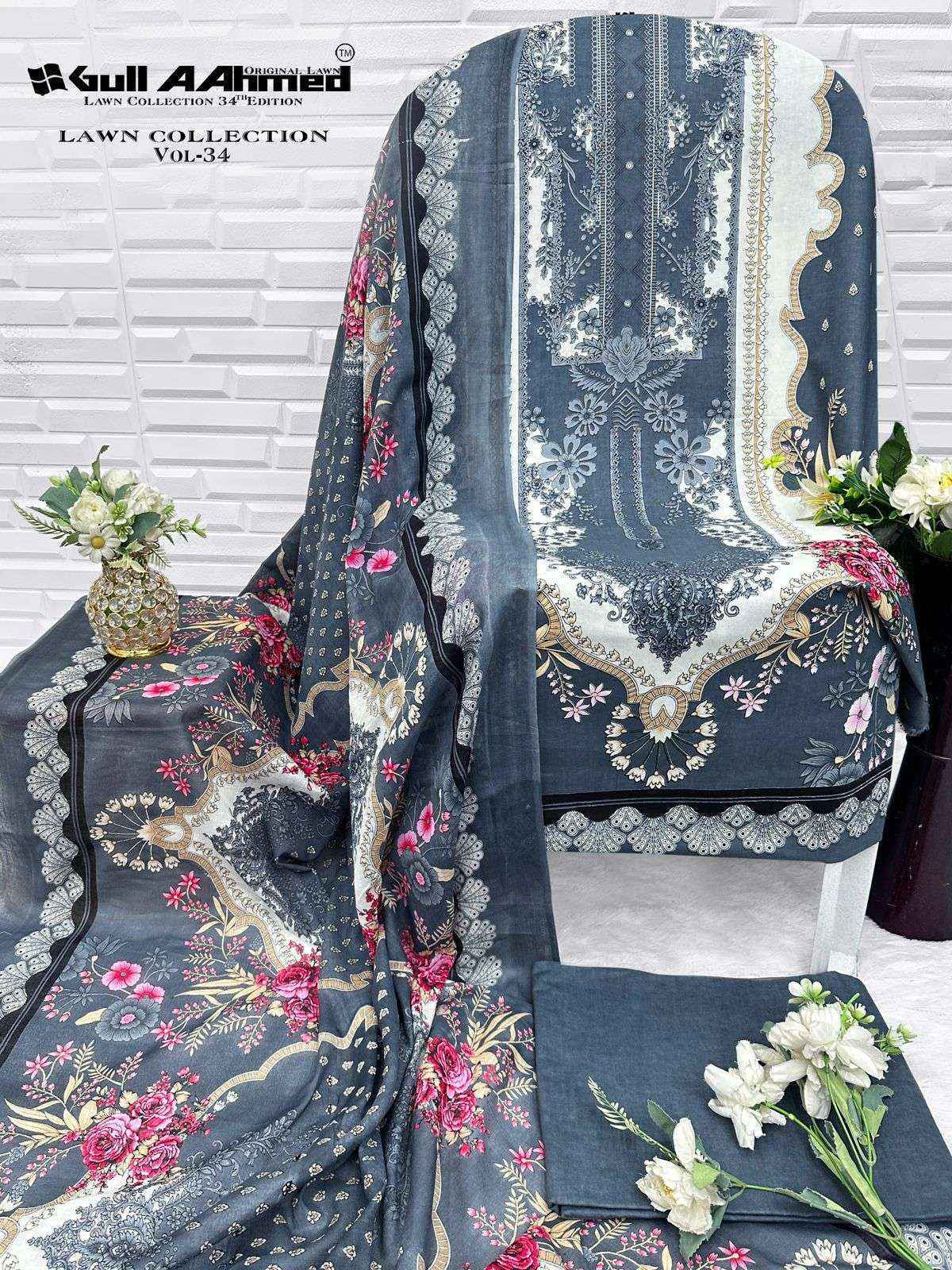 Gull Ahmed Lawn Vol 34 Cambric Cotton Suits Factory Price ( 6 Pcs Catalouge )