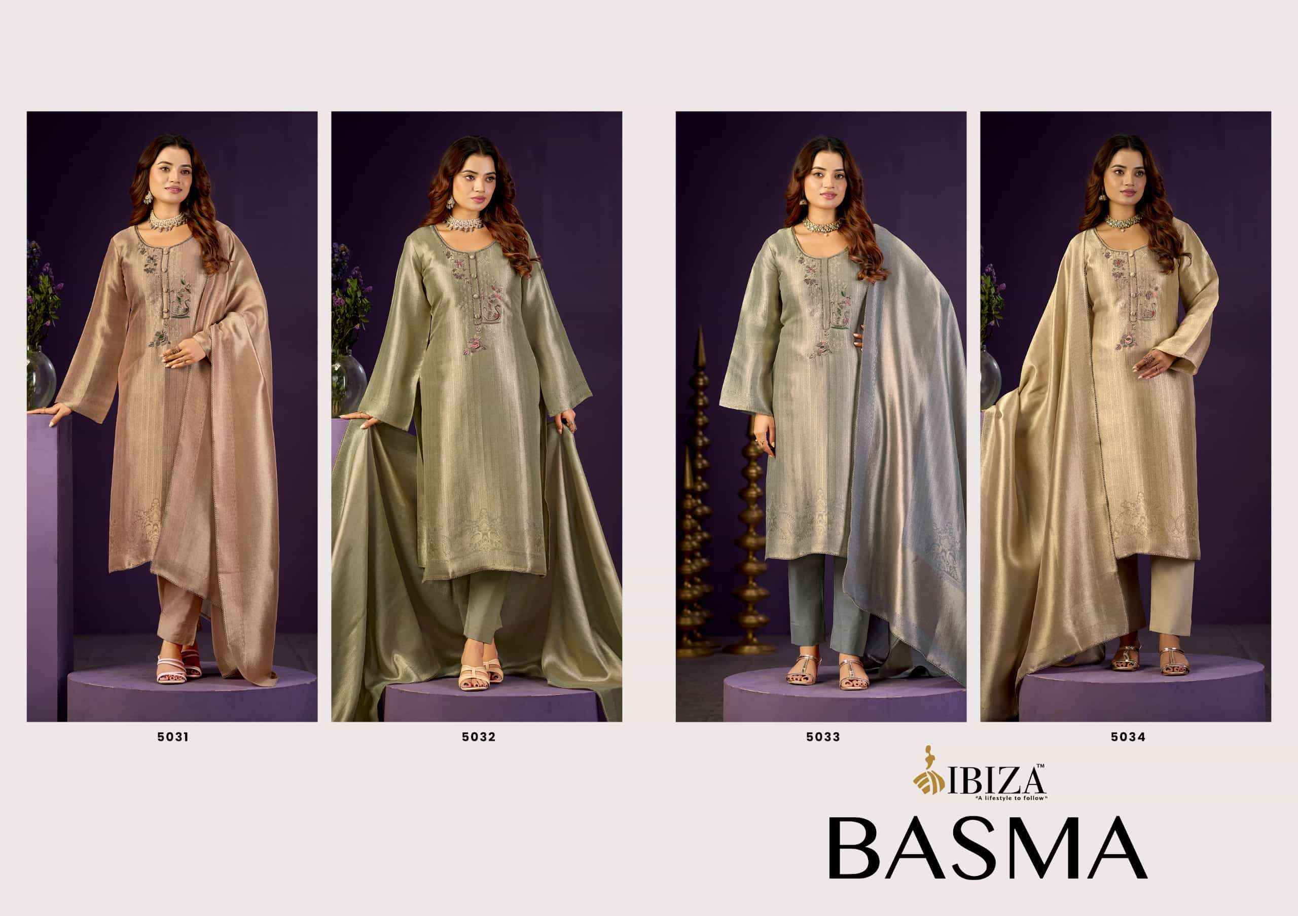 Ibiza Basma Designer Jacquard Partywear Suit Catalog Wholesale Price ( 4 Pcs Catalog )