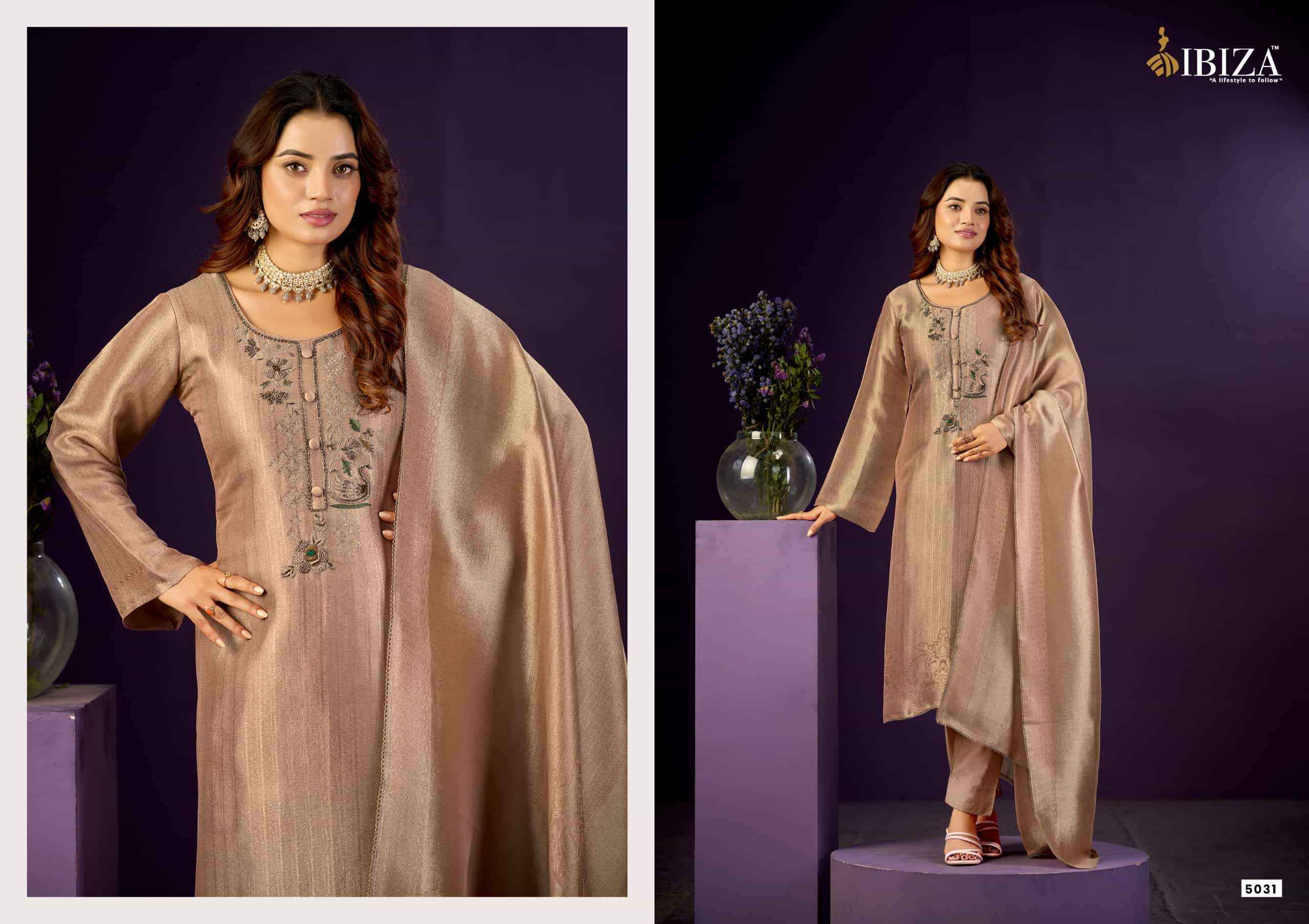 Ibiza Basma Designer Jacquard Partywear Suit Catalog Wholesale Price ( 4 Pcs Catalog )