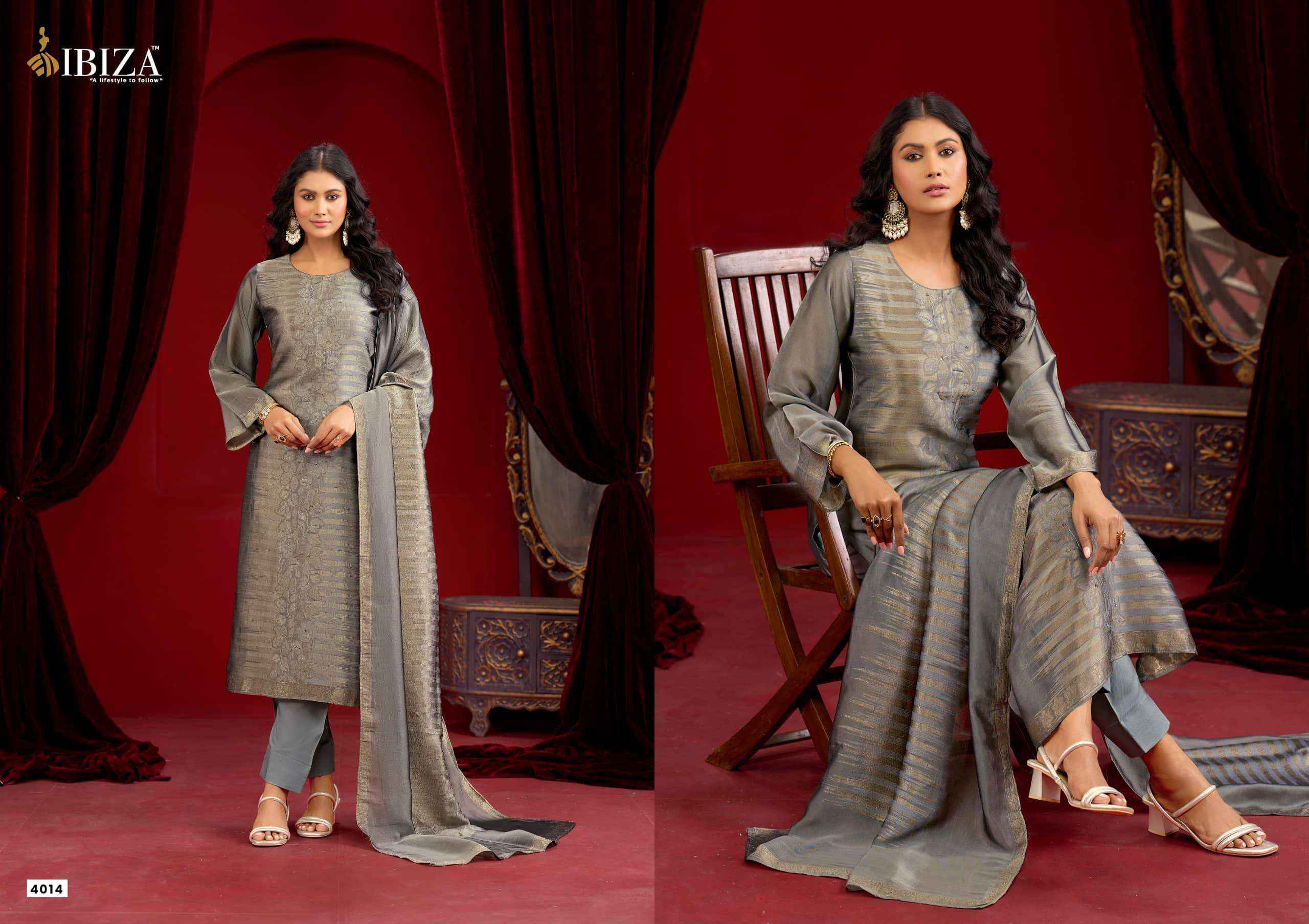 Ibiza Zoey Designer Jacquard Silk Wedding Dress Material Wholesale Factory Rate ( 4 Pcs Catalog )