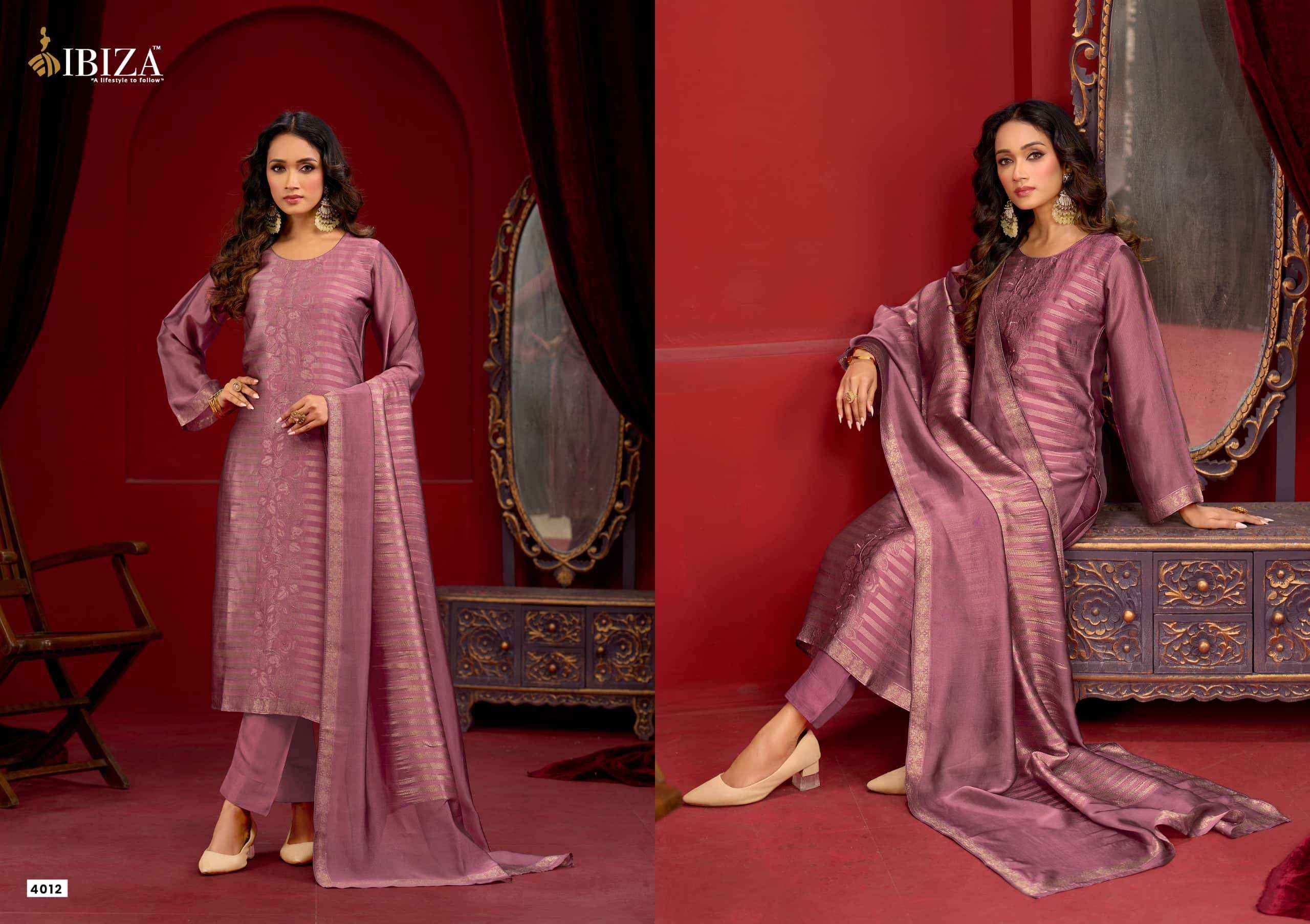 Ibiza Zoey Designer Jacquard Silk Wedding Dress Material Wholesale Factory Rate ( 4 Pcs Catalog )