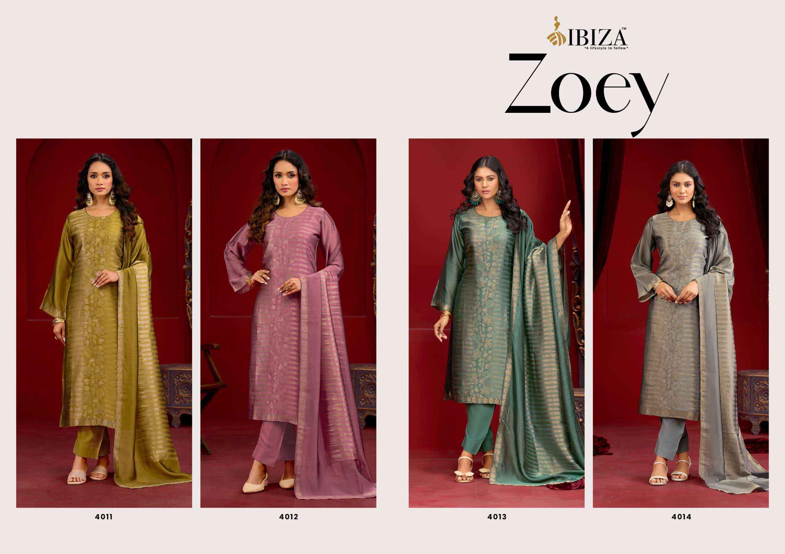 Ibiza Zoey Designer Jacquard Silk Wedding Dress Material Wholesale Factory Rate ( 4 Pcs Catalog )
