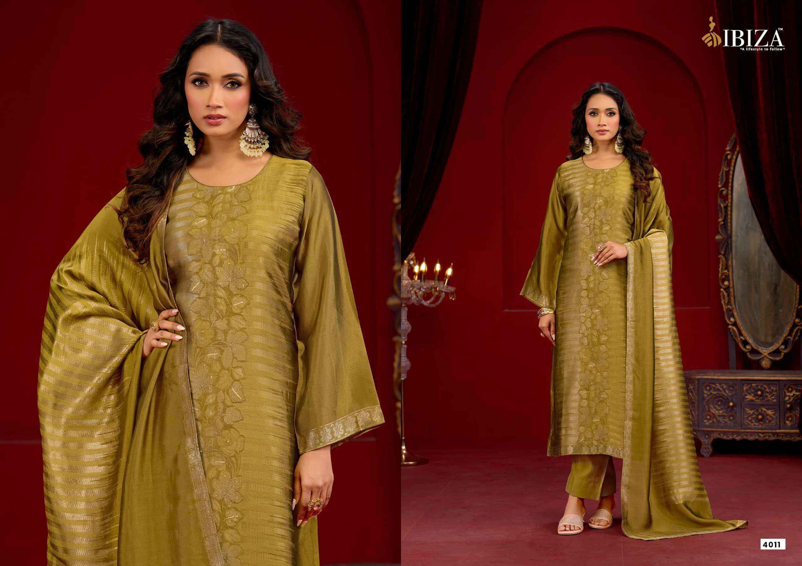 Ibiza Zoey Designer Jacquard Silk Wedding Dress Material Wholesale Factory Rate ( 4 Pcs Catalog )
