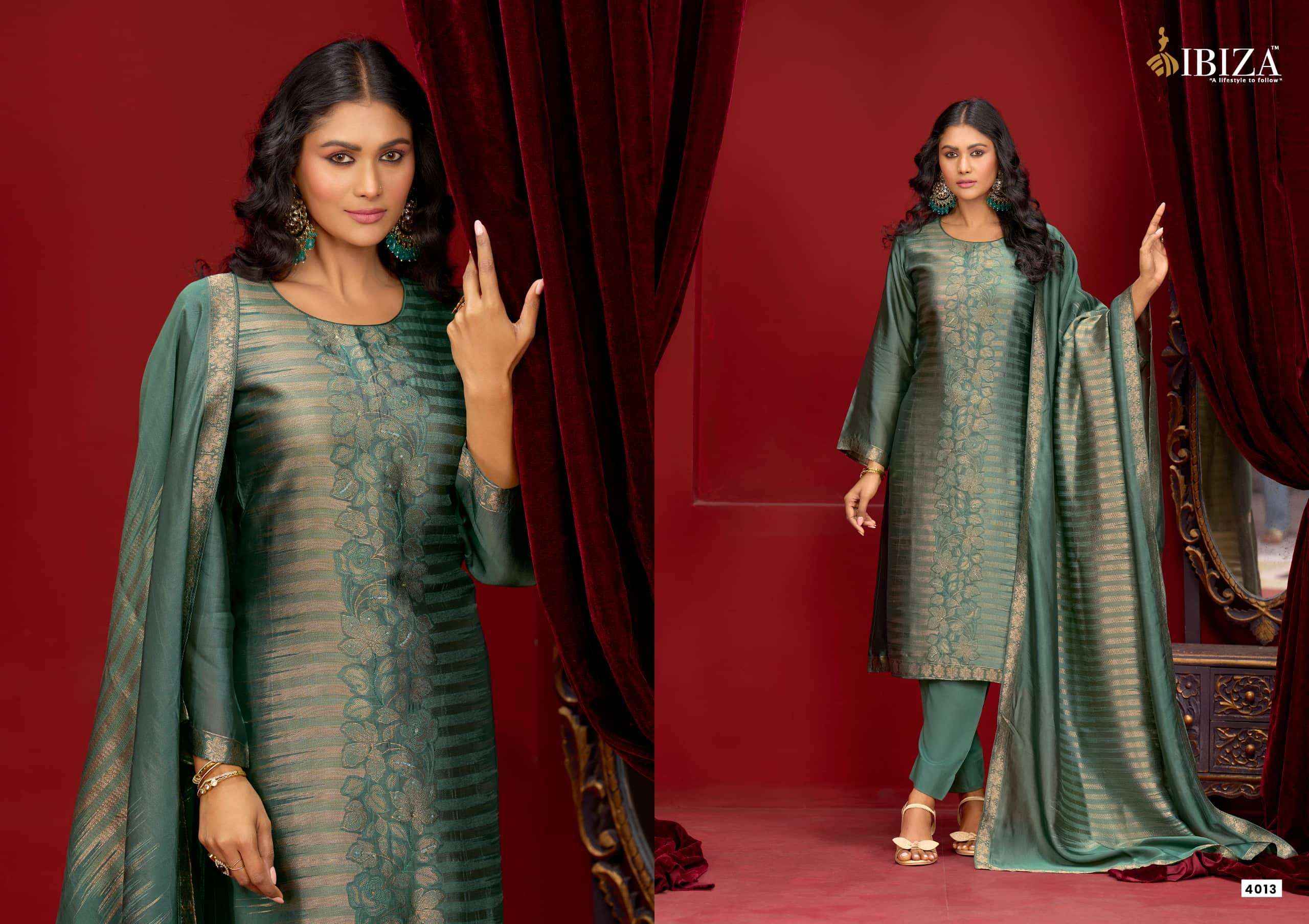 Ibiza Zoey Designer Jacquard Silk Wedding Dress Material Wholesale Factory Rate ( 4 Pcs Catalog )