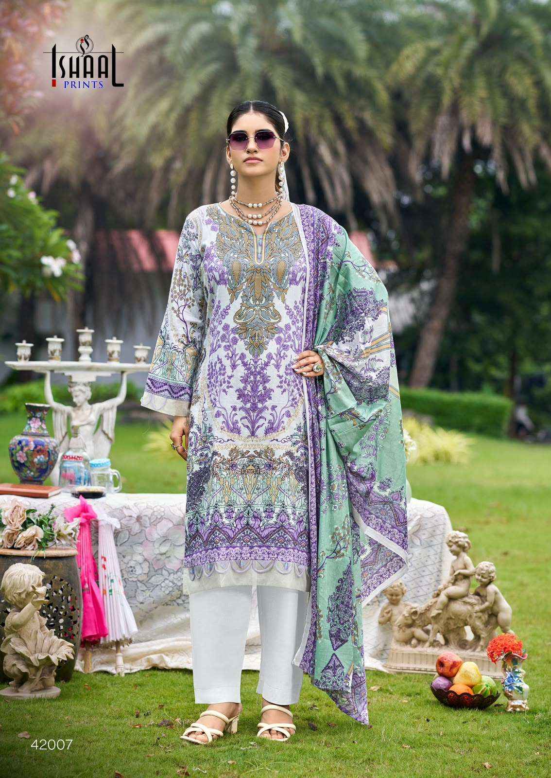 Ishaal Prints Gulmohar Vol 42 Printed Pure Lawn Dress Material _ Wholesale Factory Rate ( 10 Pcs Catalog )