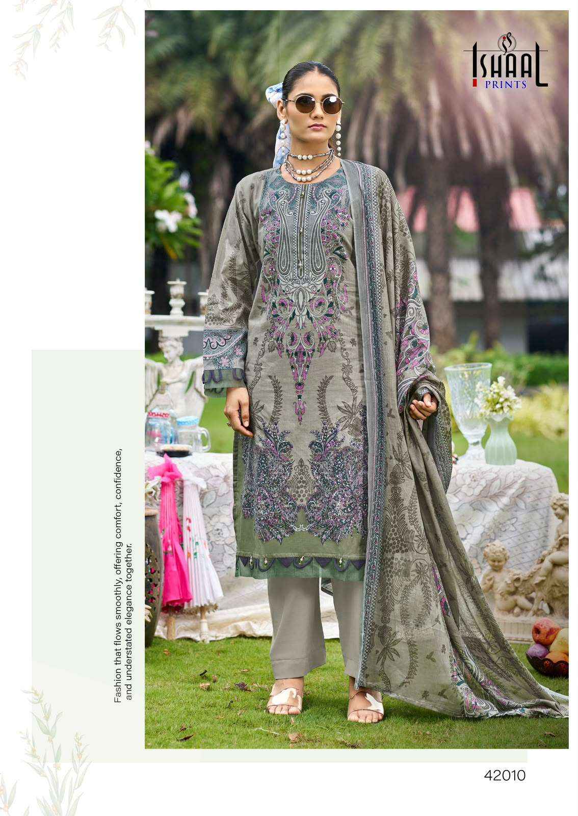 Ishaal Prints Gulmohar Vol 42 Printed Pure Lawn Dress Material _ Wholesale Factory Rate ( 10 Pcs Catalog )