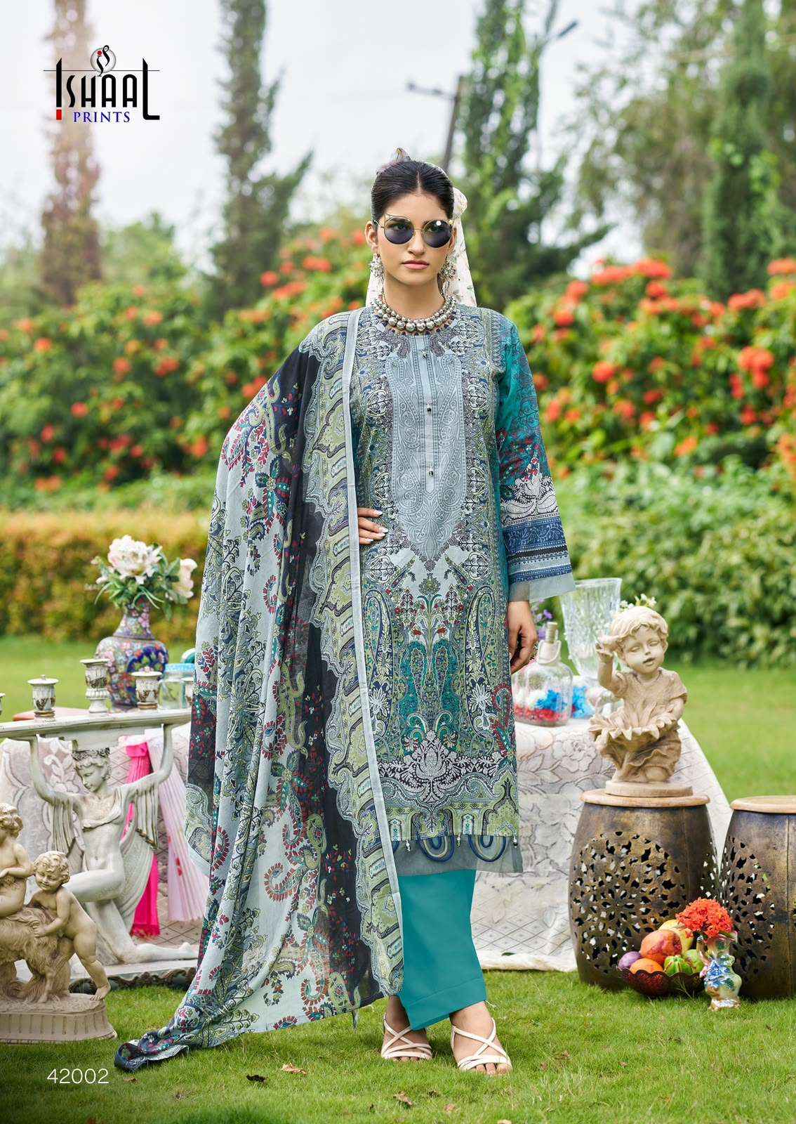 Ishaal Prints Gulmohar Vol 42 Printed Pure Lawn Dress Material _ Wholesale Factory Rate ( 10 Pcs Catalog )