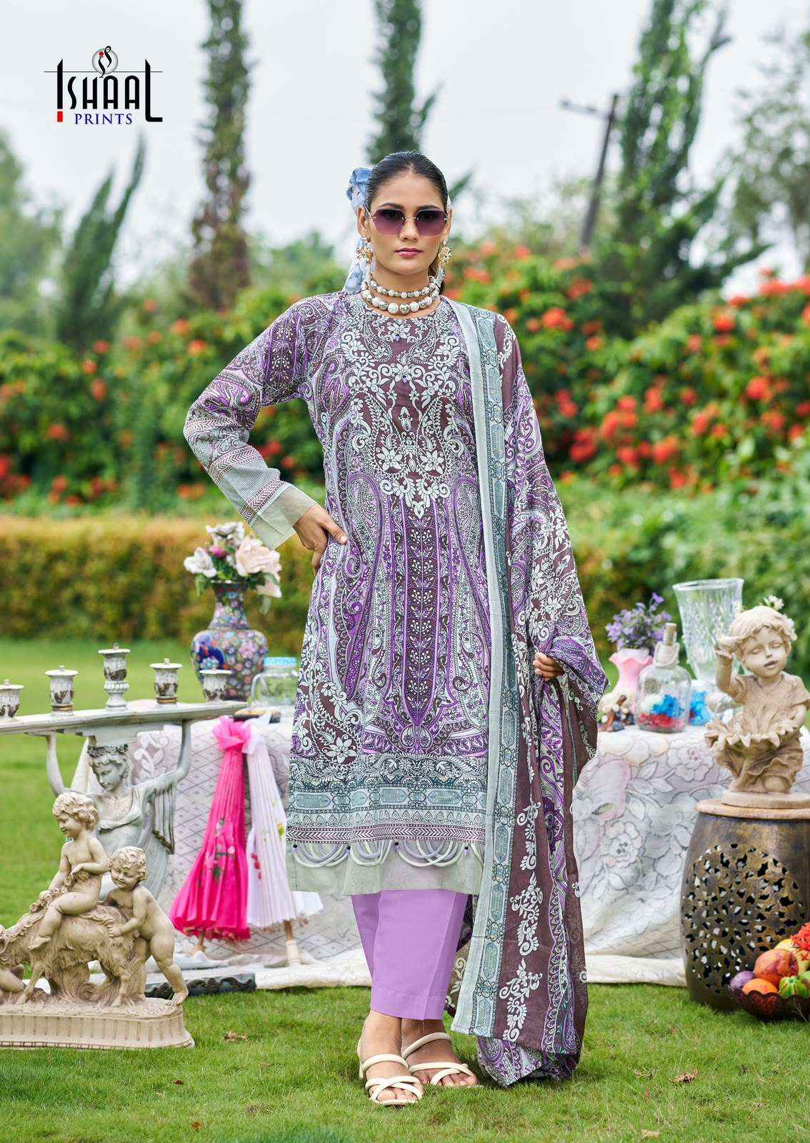 Ishaal Prints Gulmohar Vol 42 Printed Pure Lawn Dress Material _ Wholesale Factory Rate ( 10 Pcs Catalog )