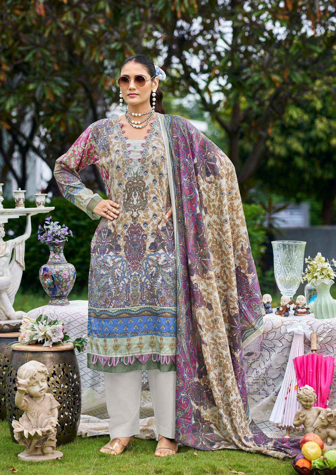 Ishaal Prints Gulmohar Vol 42 Printed Pure Lawn Dress Material _ Wholesale Factory Rate ( 10 Pcs Catalog )