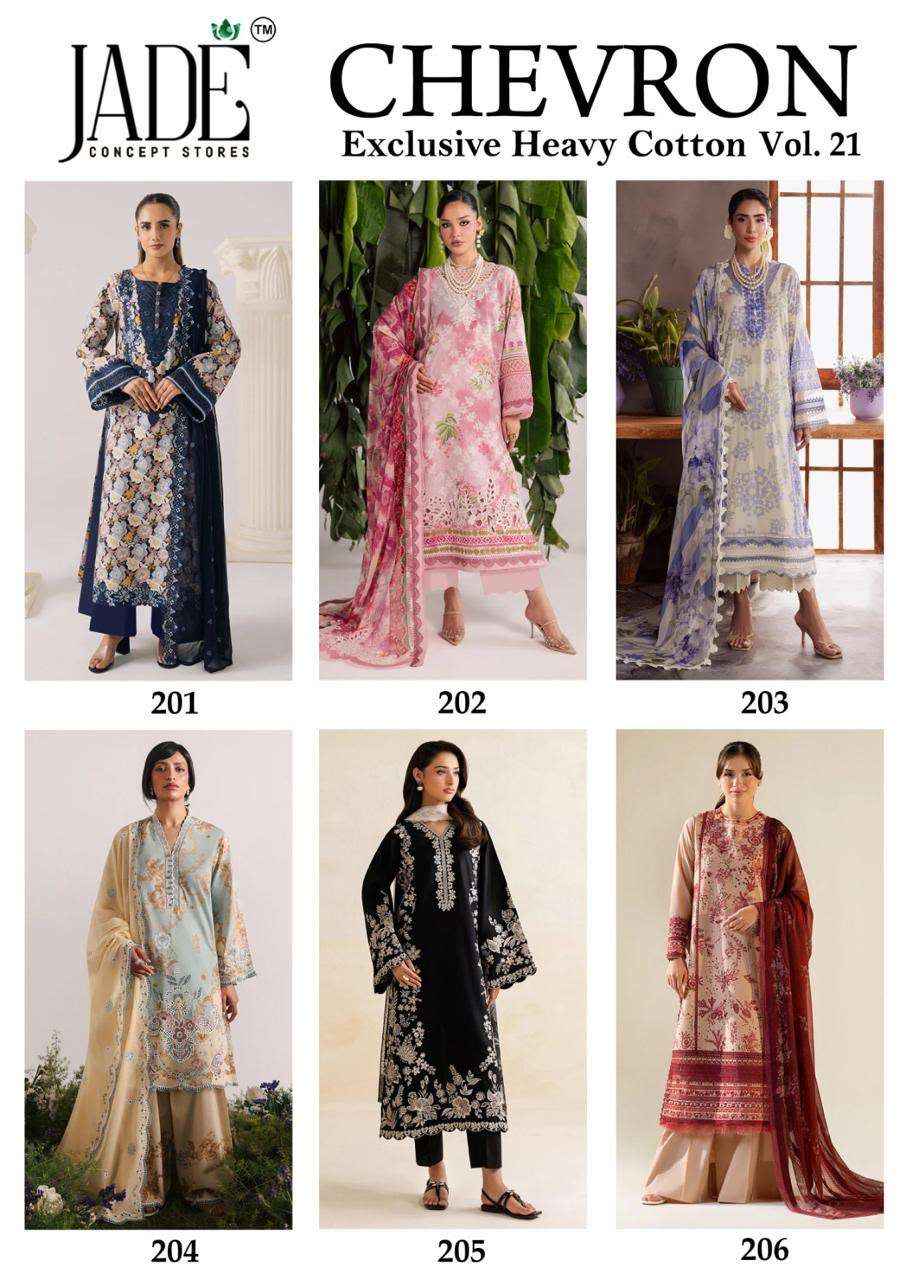 Jade Chevron Vol 21 Pakistani Print Cotton Dress Material _ Wholesale Factory Rate ( 6 Pcs Catalog )