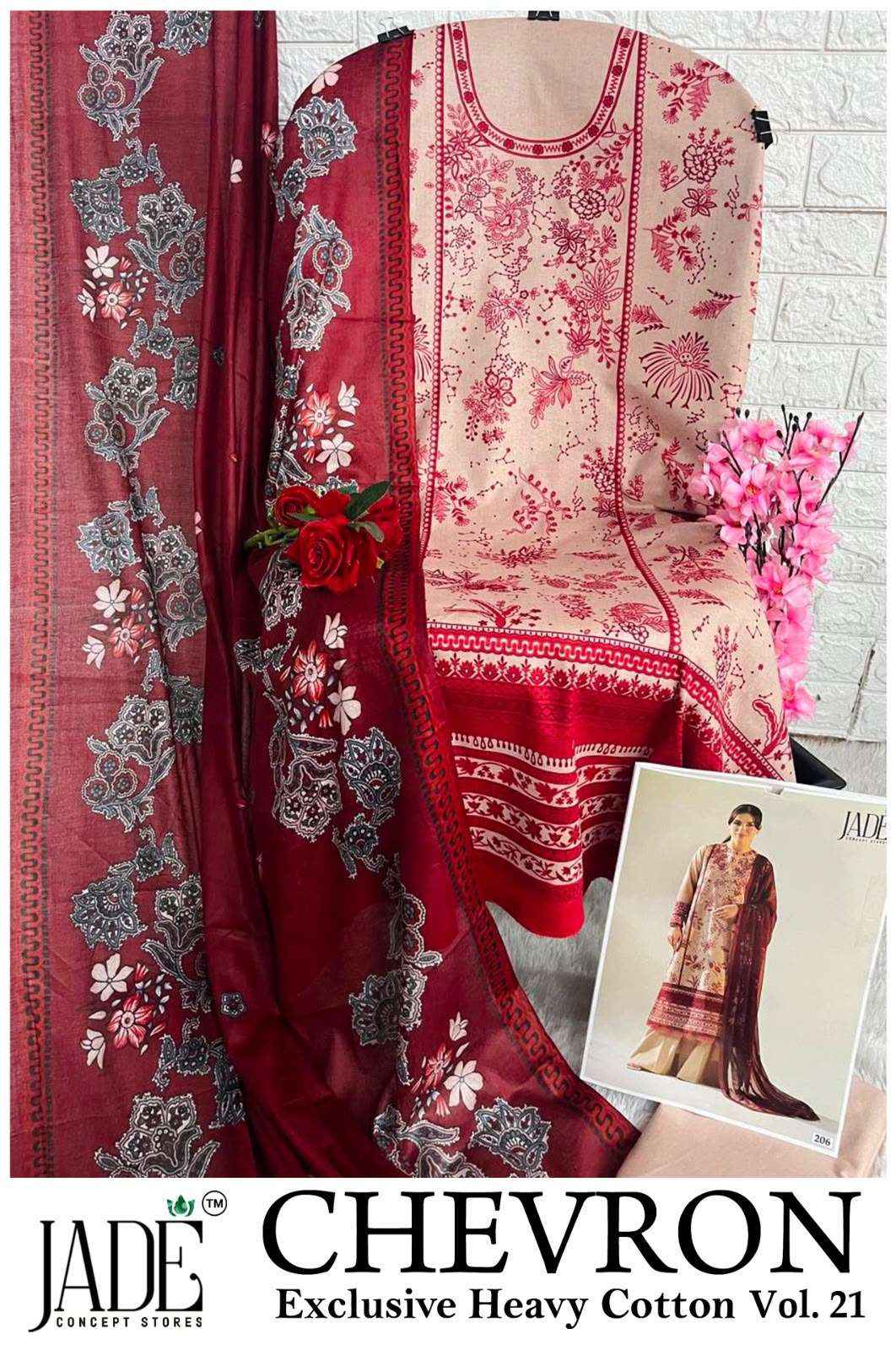 Jade Chevron Vol 21 Pakistani Print Cotton Dress Material _ Wholesale Factory Rate ( 6 Pcs Catalog )