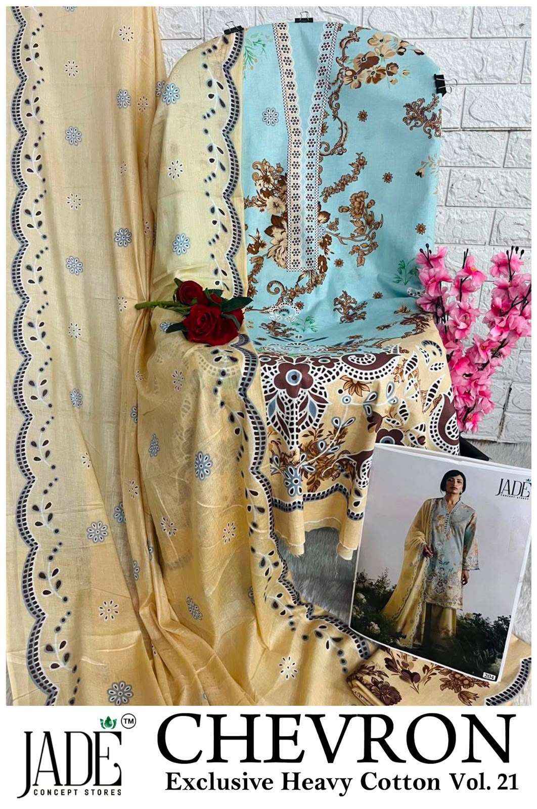 Jade Chevron Vol 21 Pakistani Print Cotton Dress Material _ Wholesale Factory Rate ( 6 Pcs Catalog )