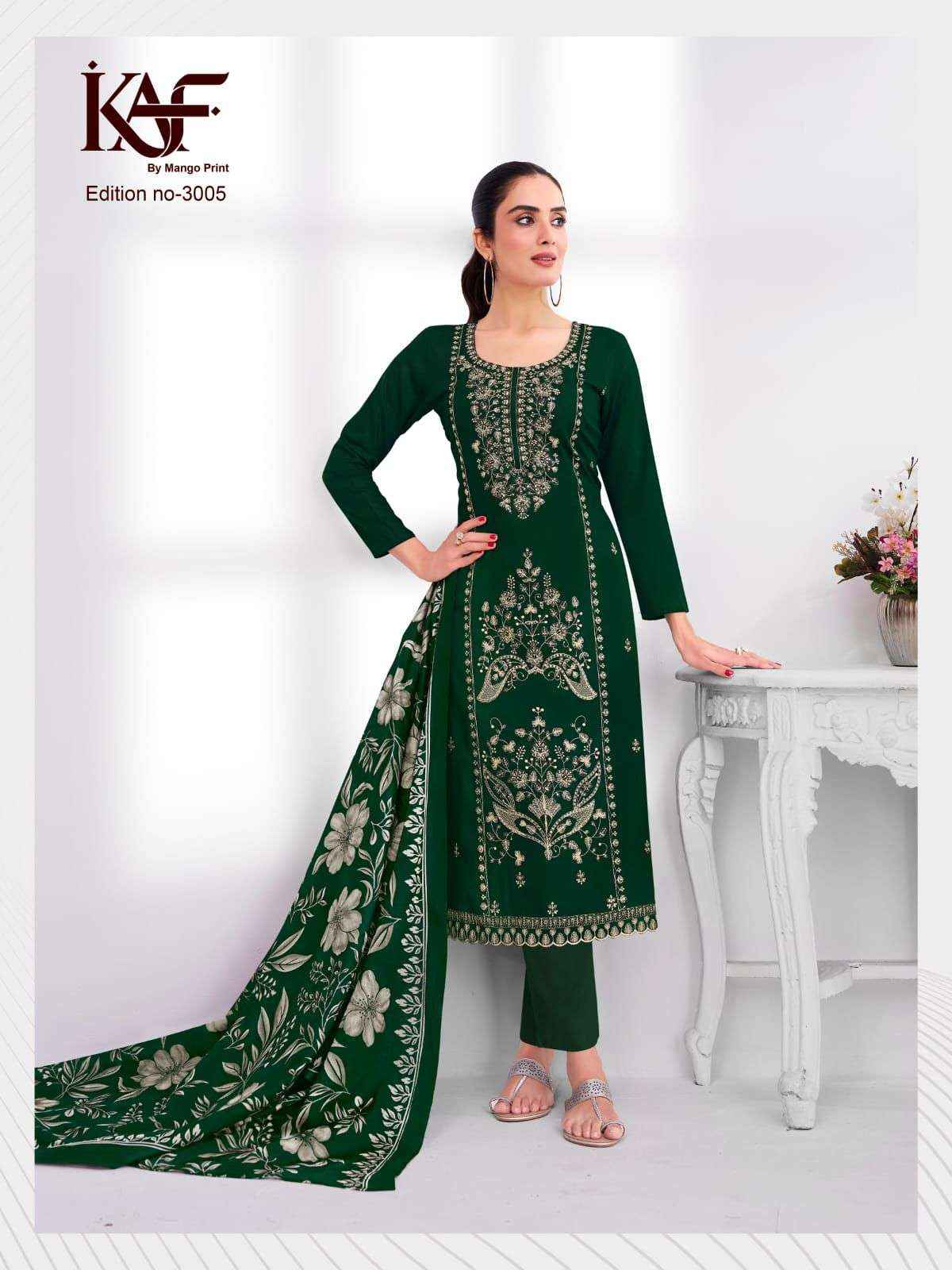 Kaf Fabric 24 Carat Edition 3 Fancy Rayon Dress Material _ Wholesale Factory Rate ( 5 Pcs Catalog )