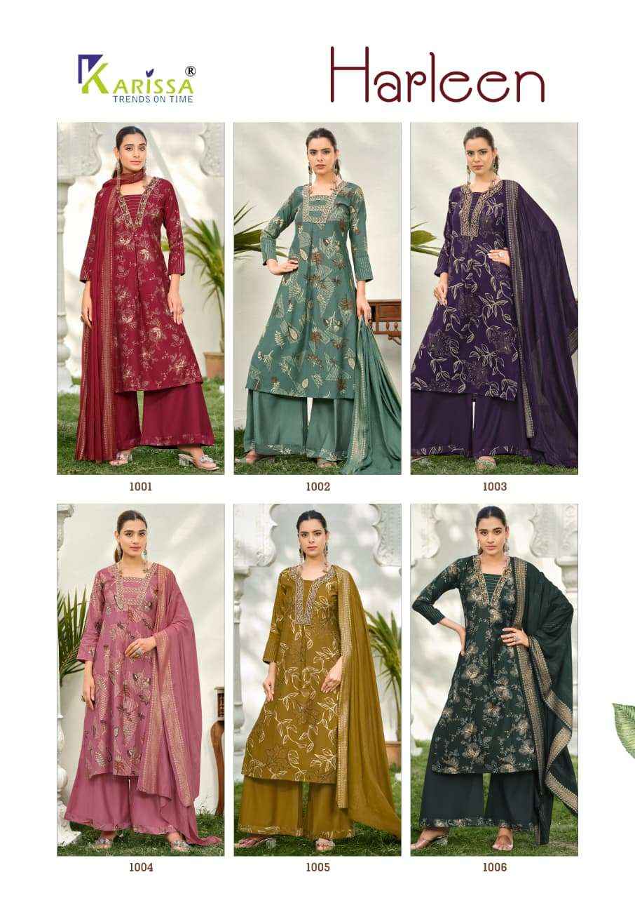 KARISSA HARLEEN STRAIGHT CUT TOP BOTTOM WITH DUPATTA SET _ WHOLESALE FACTORY RATE ( 6 PCS CATALOG )