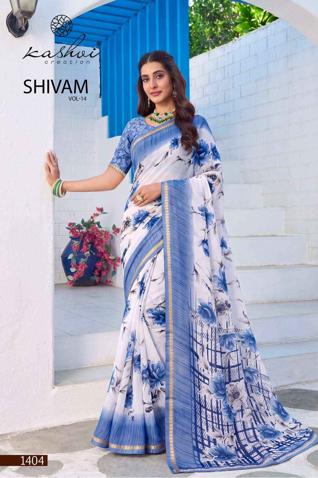 Kashvi Creation Shivam Vol 14 Daily Wear Moss Saree Collection _ Wholesale Price ( 8 Pcs Catalog )