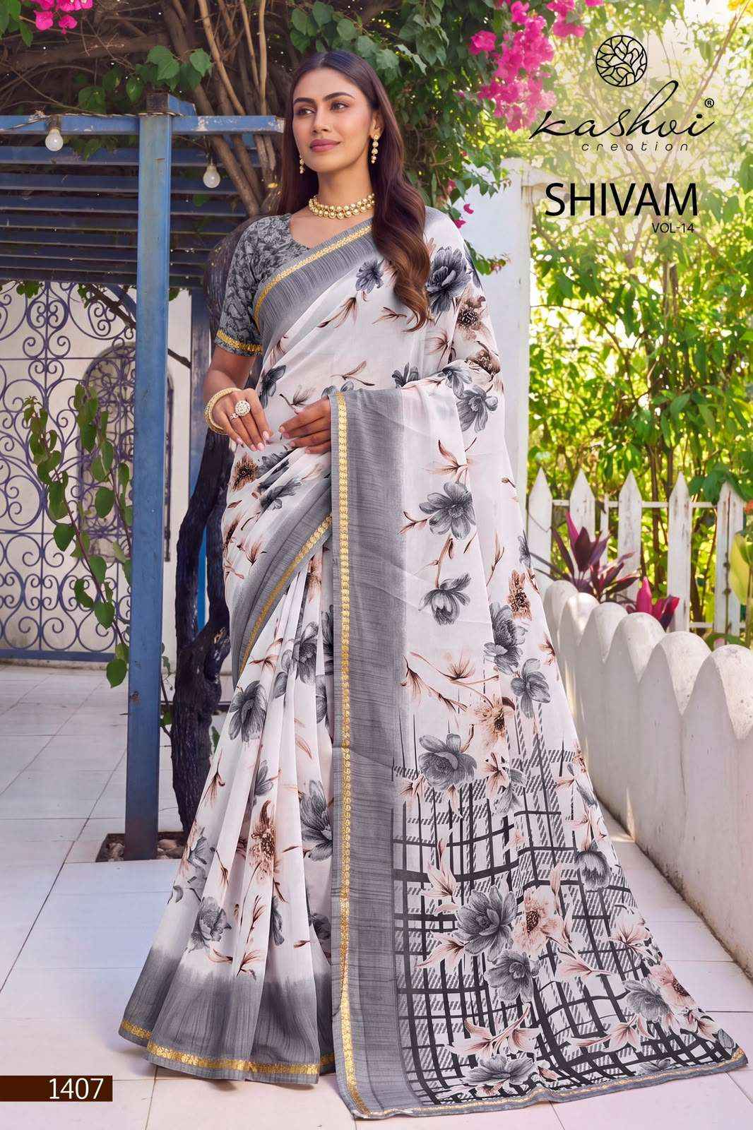 Kashvi Creation Shivam Vol 14 Daily Wear Moss Saree Collection _ Wholesale Price ( 8 Pcs Catalog )