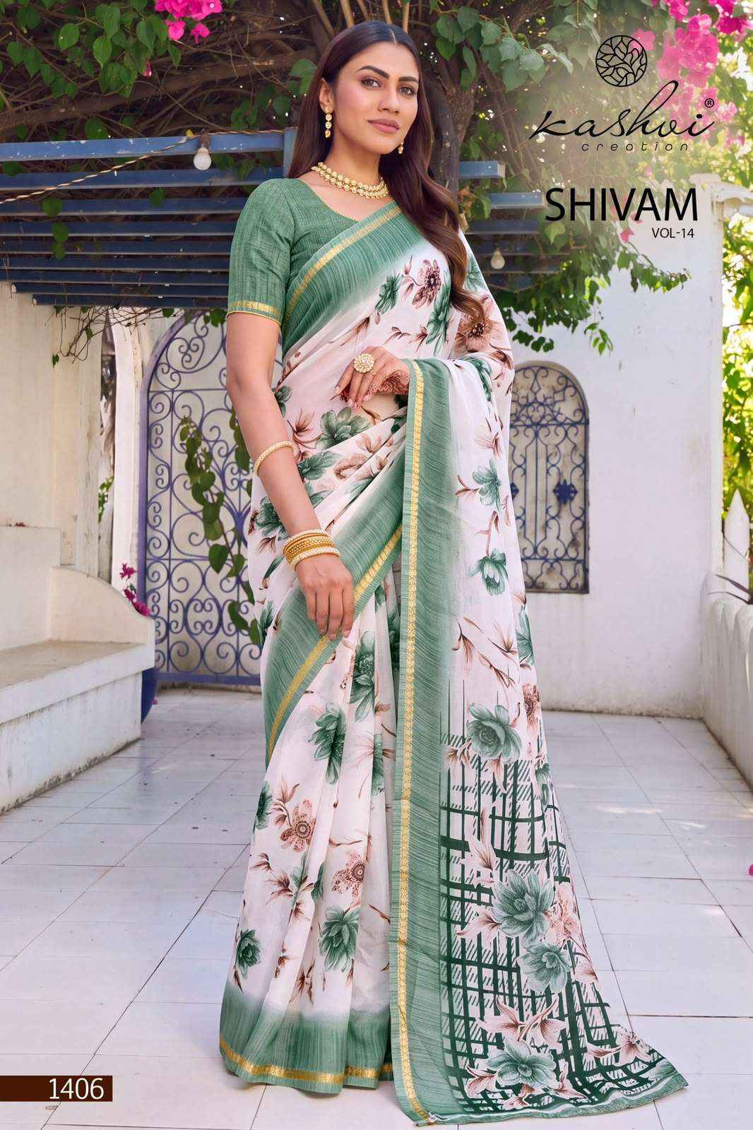 Kashvi Creation Shivam Vol 14 Daily Wear Moss Saree Collection _ Wholesale Price ( 8 Pcs Catalog )