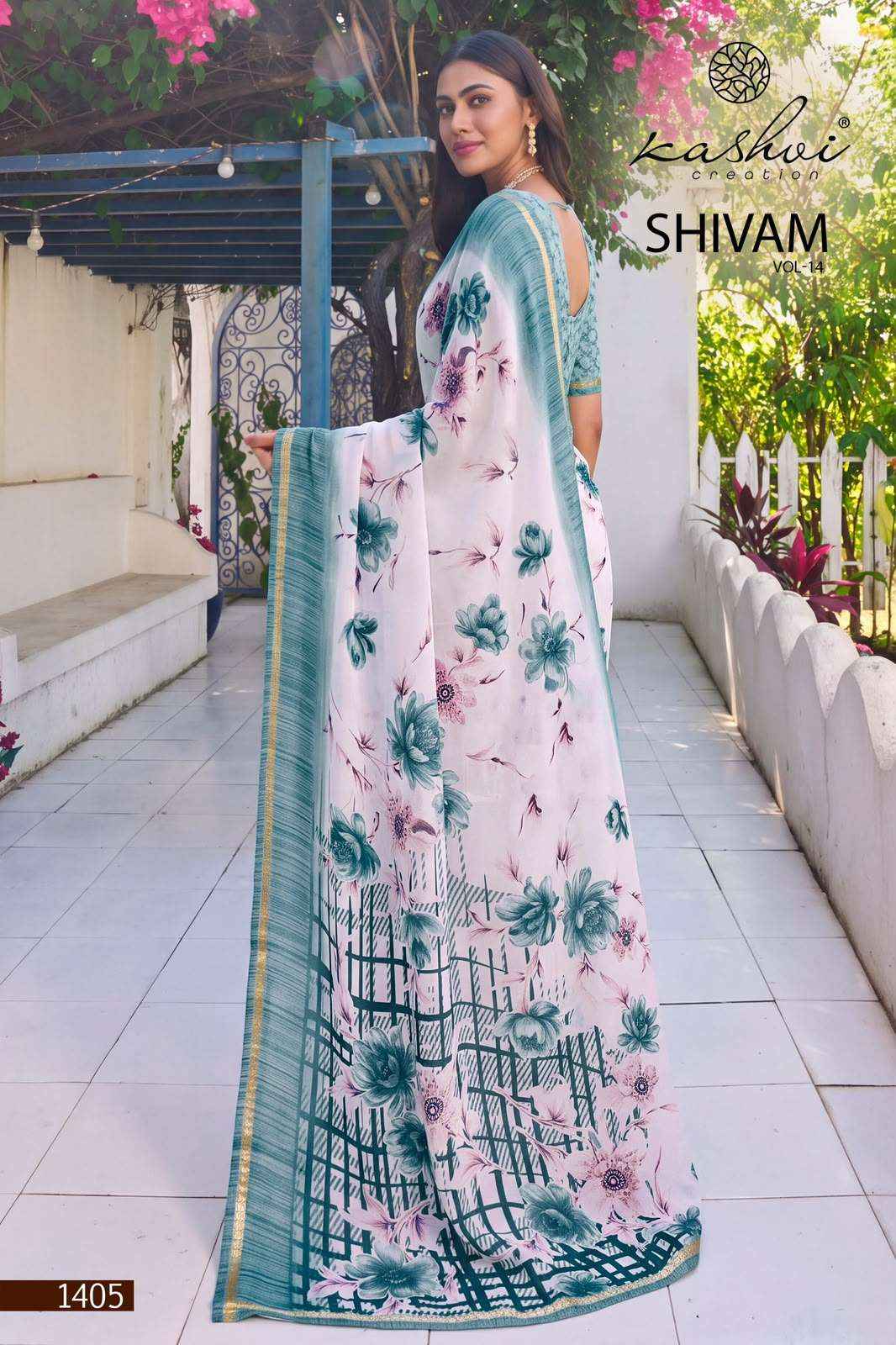 Kashvi Creation Shivam Vol 14 Daily Wear Moss Saree Collection _ Wholesale Price ( 8 Pcs Catalog )