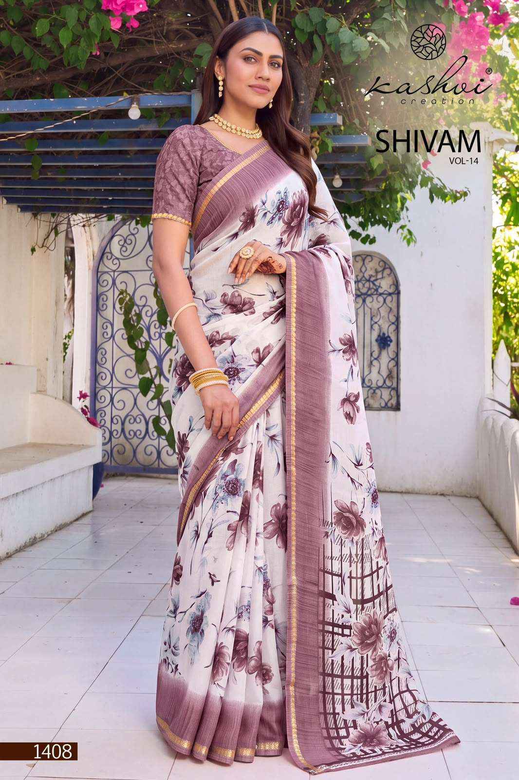Kashvi Creation Shivam Vol 14 Daily Wear Moss Saree Collection _ Wholesale Price ( 8 Pcs Catalog )