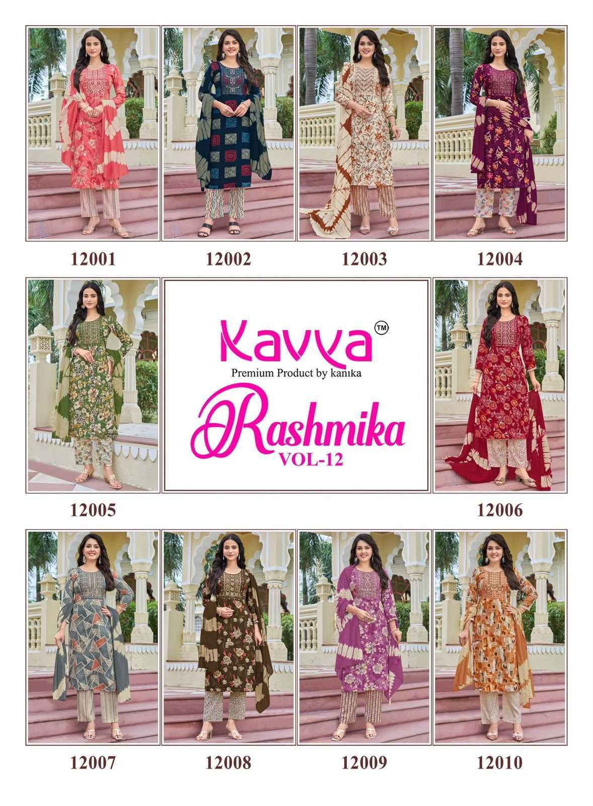 Kavya Rashmika Vol 12 Rayon Kurti Combo Set Collection _ Wholesale Factory Rate ( 10 Pcs Catalog )