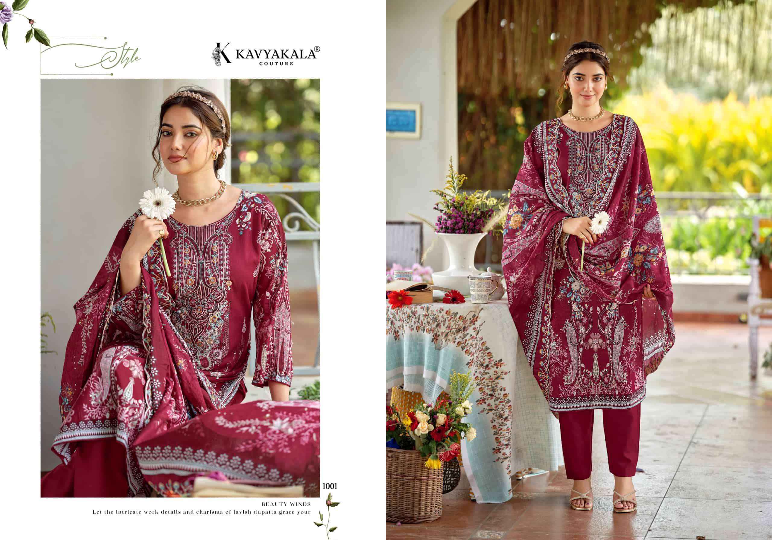 Kavyakala Zarina Designer Printed Lawn Cotton Suit _ Wholesale Factory Rate ( 6 Pcs Catalog )