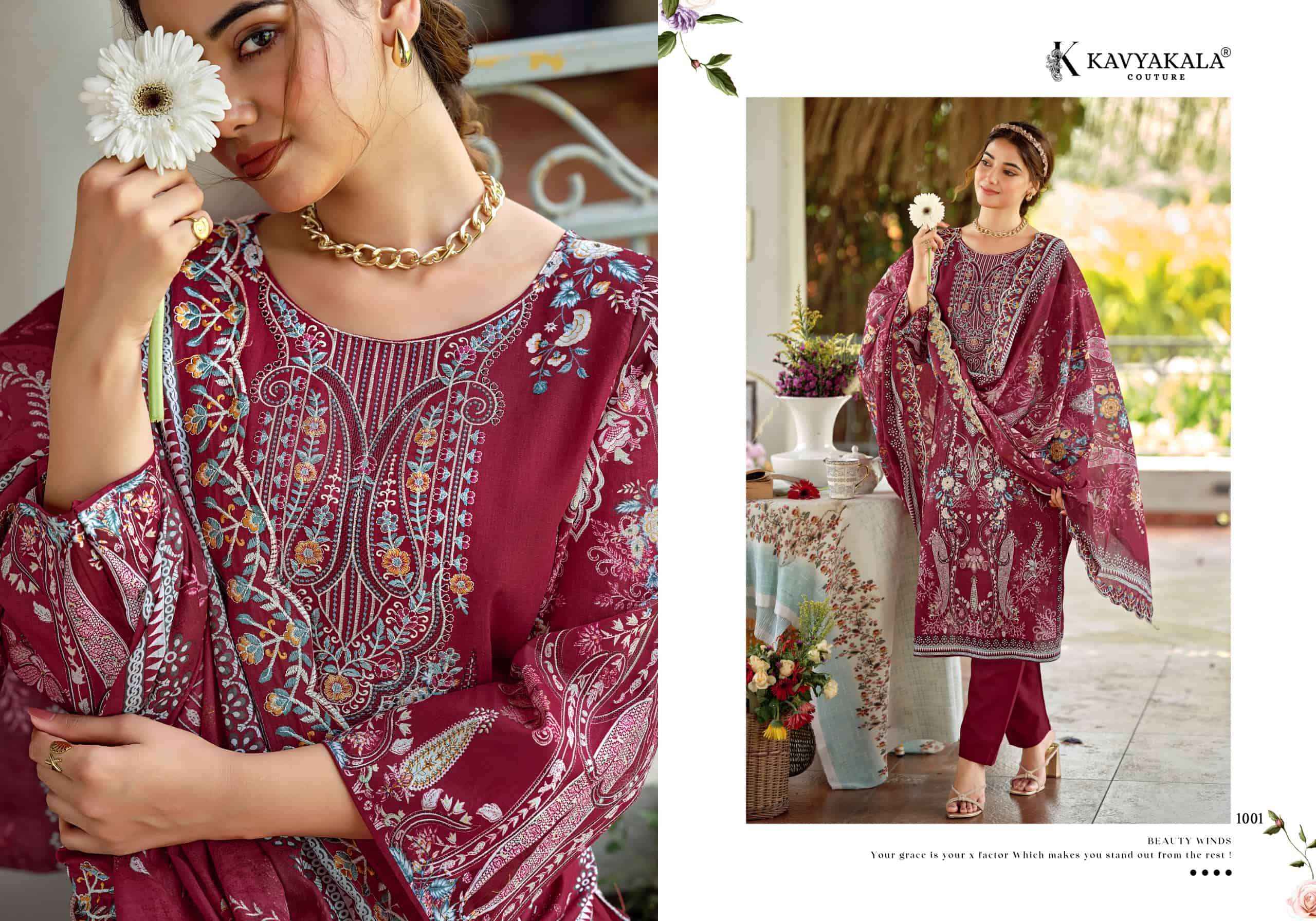 Kavyakala Zarina Designer Printed Lawn Cotton Suit _ Wholesale Factory Rate ( 6 Pcs Catalog )