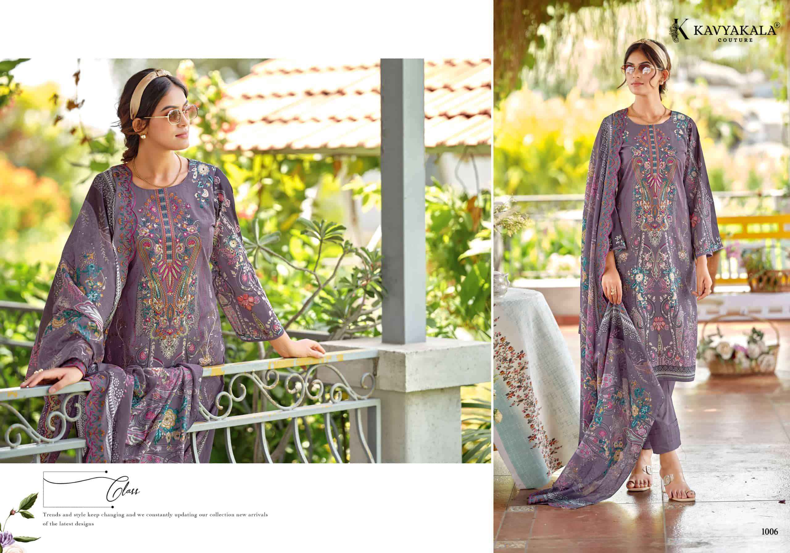 Kavyakala Zarina Designer Printed Lawn Cotton Suit _ Wholesale Factory Rate ( 6 Pcs Catalog )