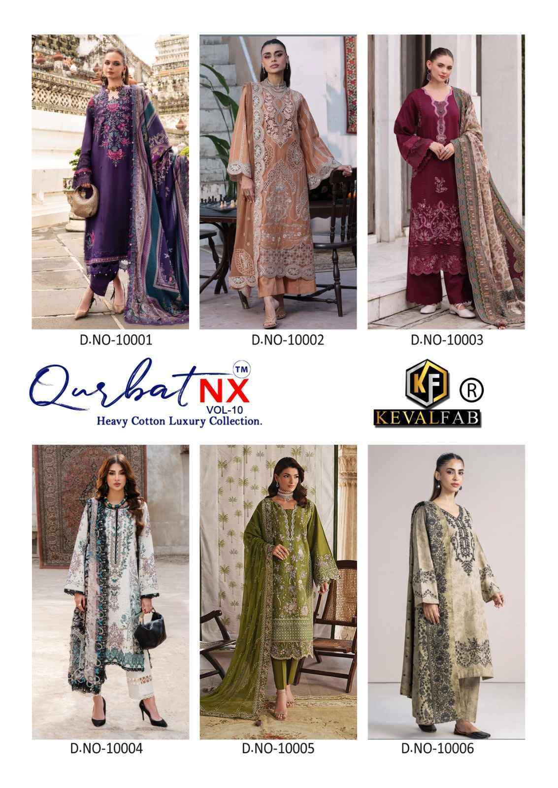 Keval Fab Qurbat Nx Vol 10 - Wholesale Cotton Dress Material - Surat Textile Market ( 6 pcs Catalog )