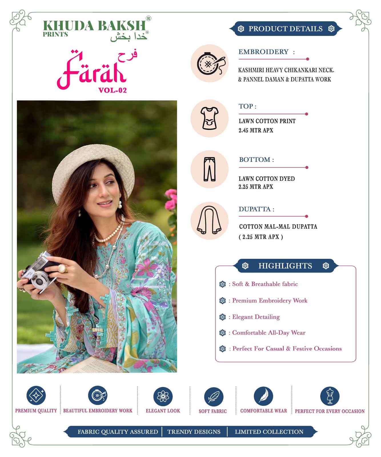 Khudha Baksh Farah Vol 2 Latest Catalog Wholesale Price ( 10 Pcs Catalog )