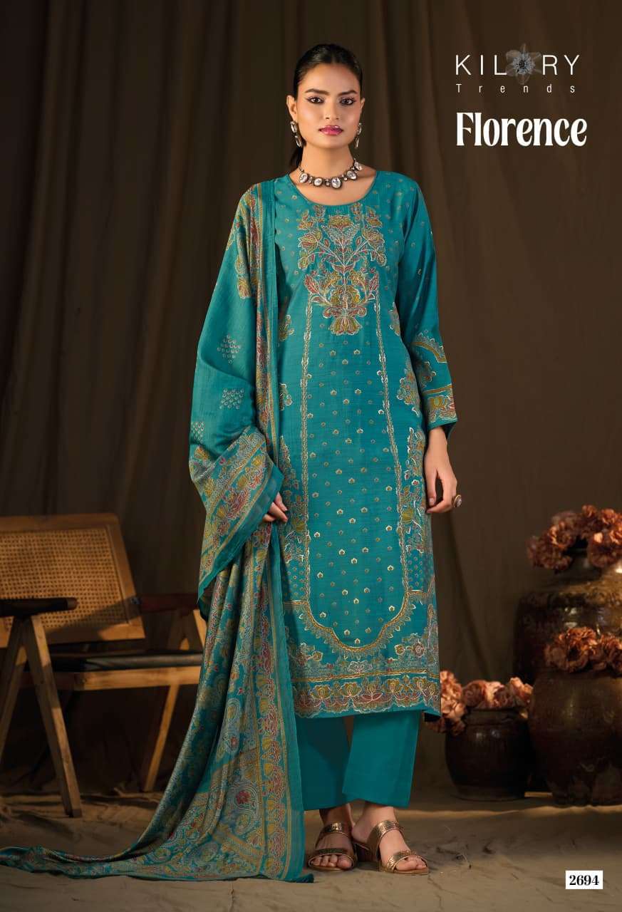 Kilory Florence Pure Muslin Dress Material _ Wholesale Factory Rate ( 6 Pcs Catalog )