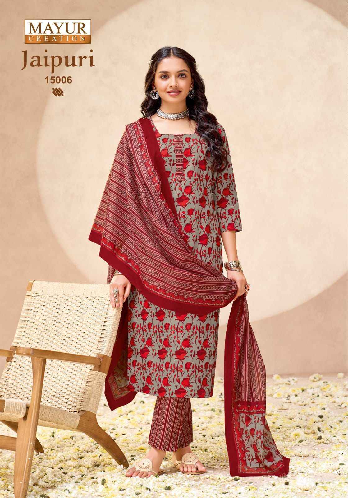 Mayur Creation Jaipuri Vol 15 Readymade Cotton Dress _ Wholesale Factory Rate ( 10 Pcs catalog )