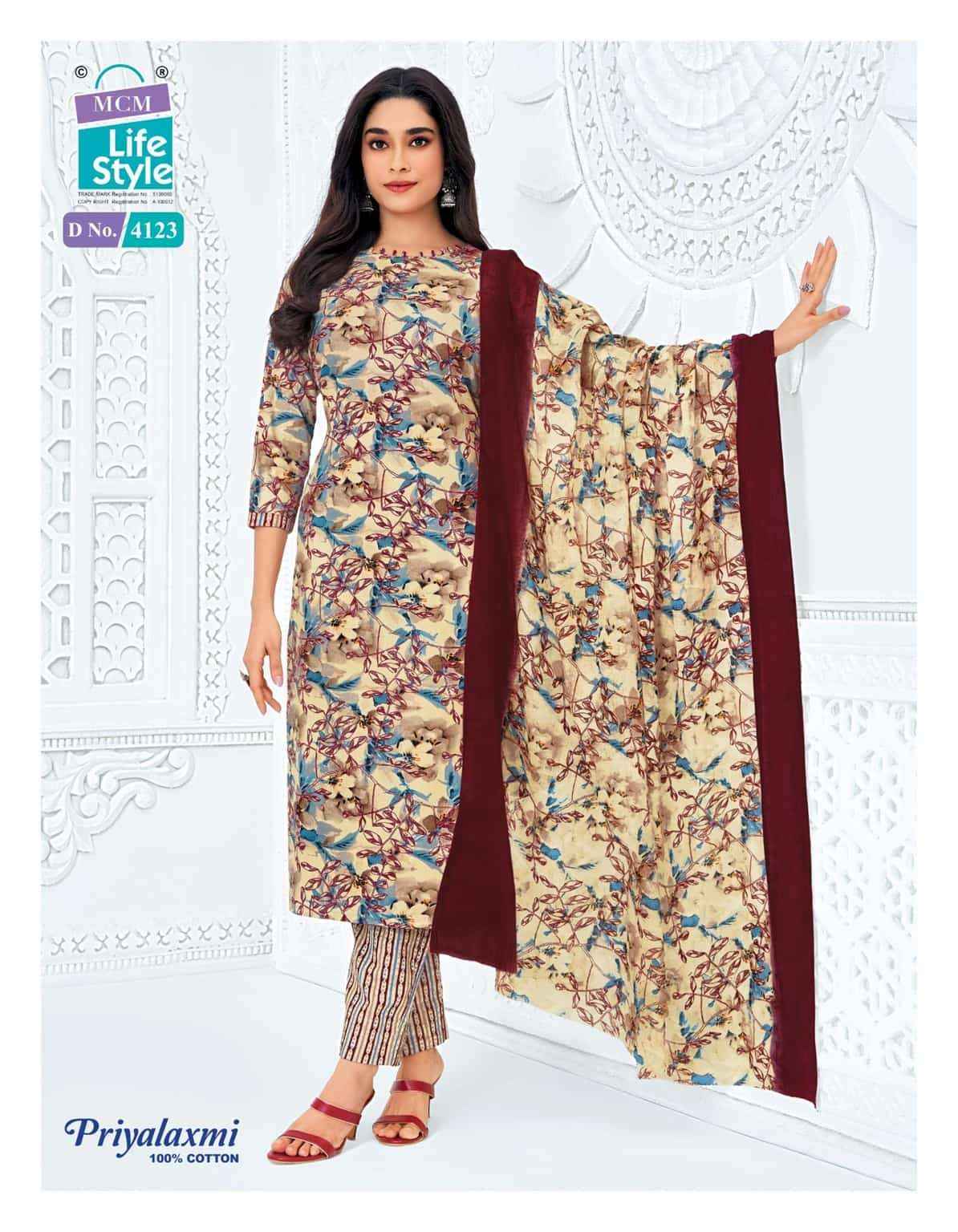 Mcm Lifestyle Priyalaxmi Vol 41 Pure Cotton Kurti Pant Dupatta Set Collection _ Wholesale Factory Rate ( 20 Pcs Catalog )