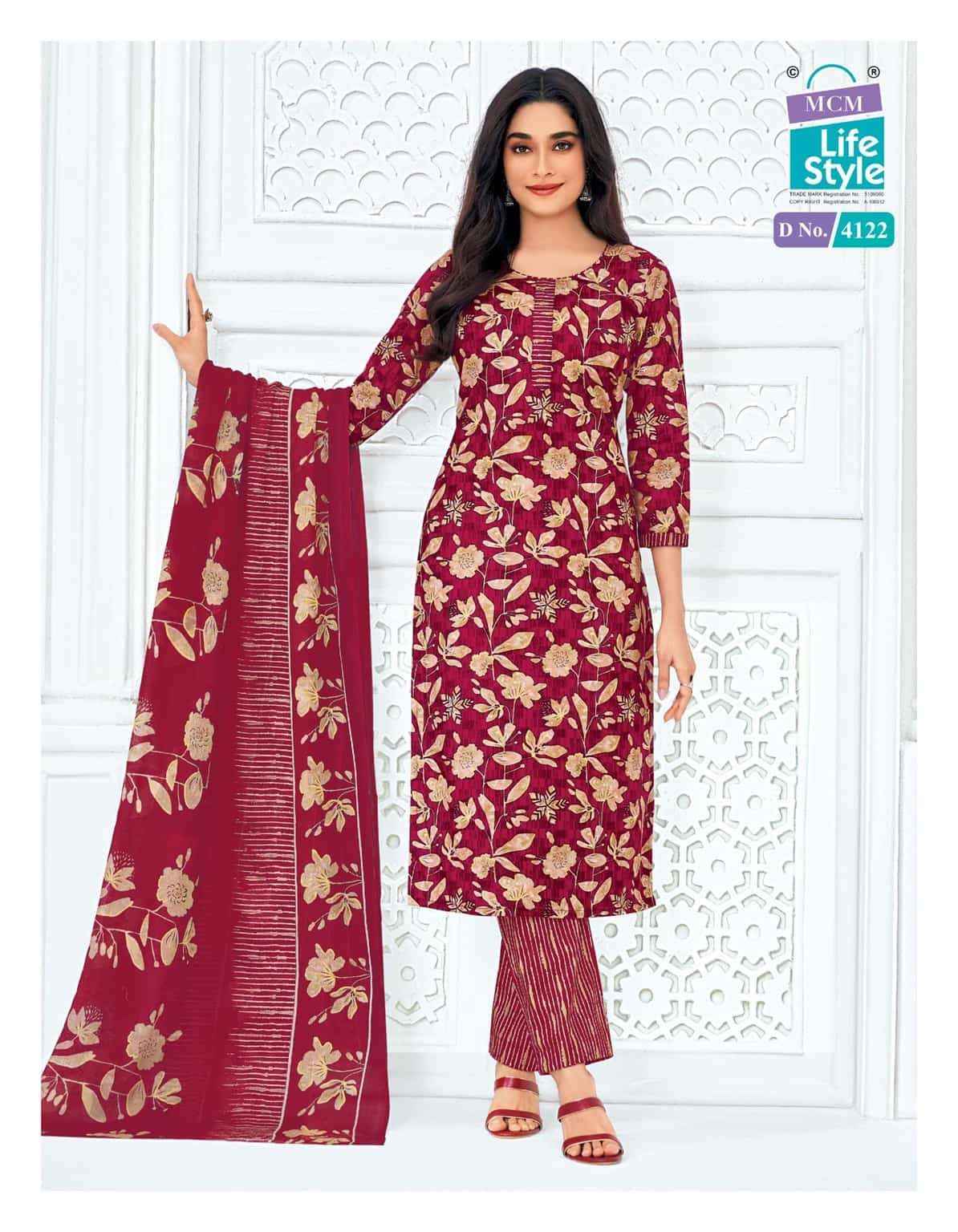 Mcm Lifestyle Priyalaxmi Vol 41 Pure Cotton Kurti Pant Dupatta Set Collection _ Wholesale Factory Rate ( 20 Pcs Catalog )