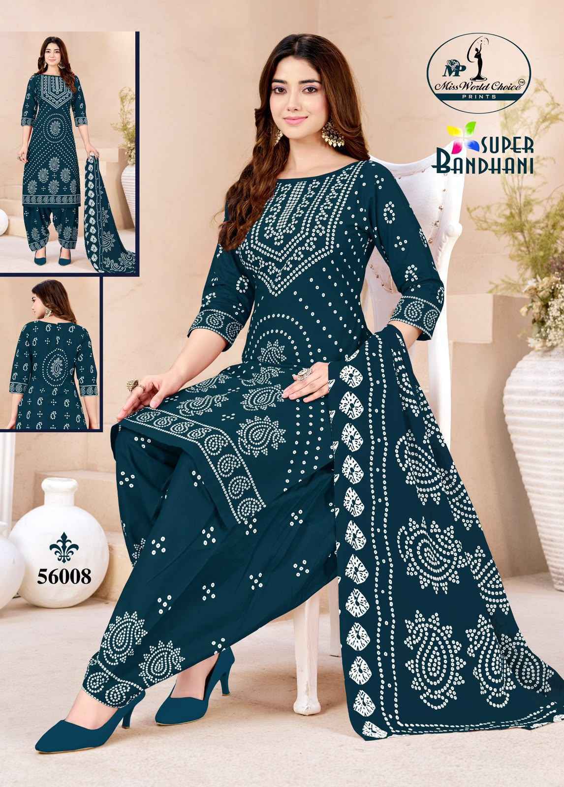 Miss World Choice Super Bandhani Vol 56 - Wholesale Cotton Dress Material ( 10 pcs Catalog )