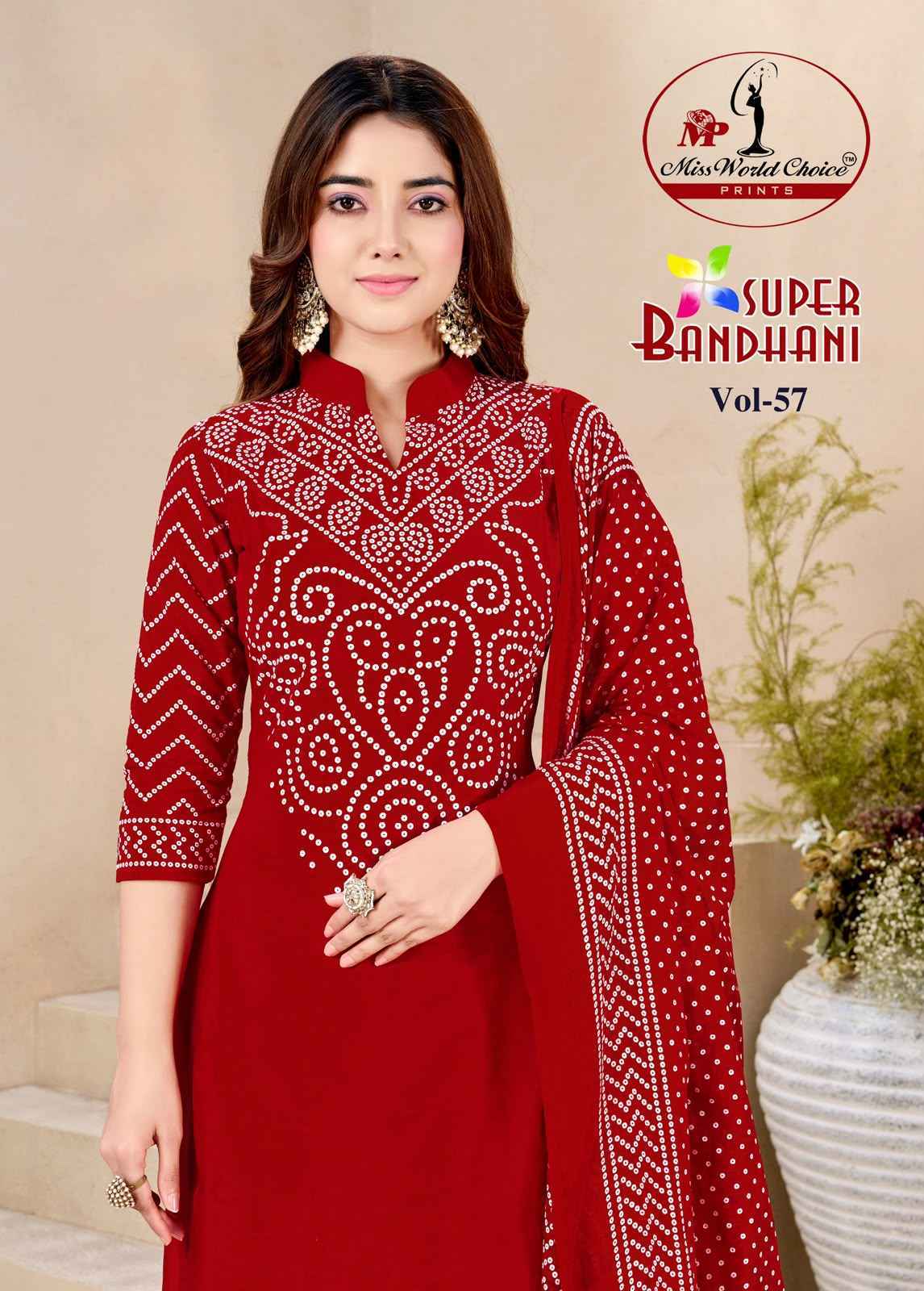 Miss World Choice Super Bandhani Vol 57 Wholesale Dress Material (10 Pcs)