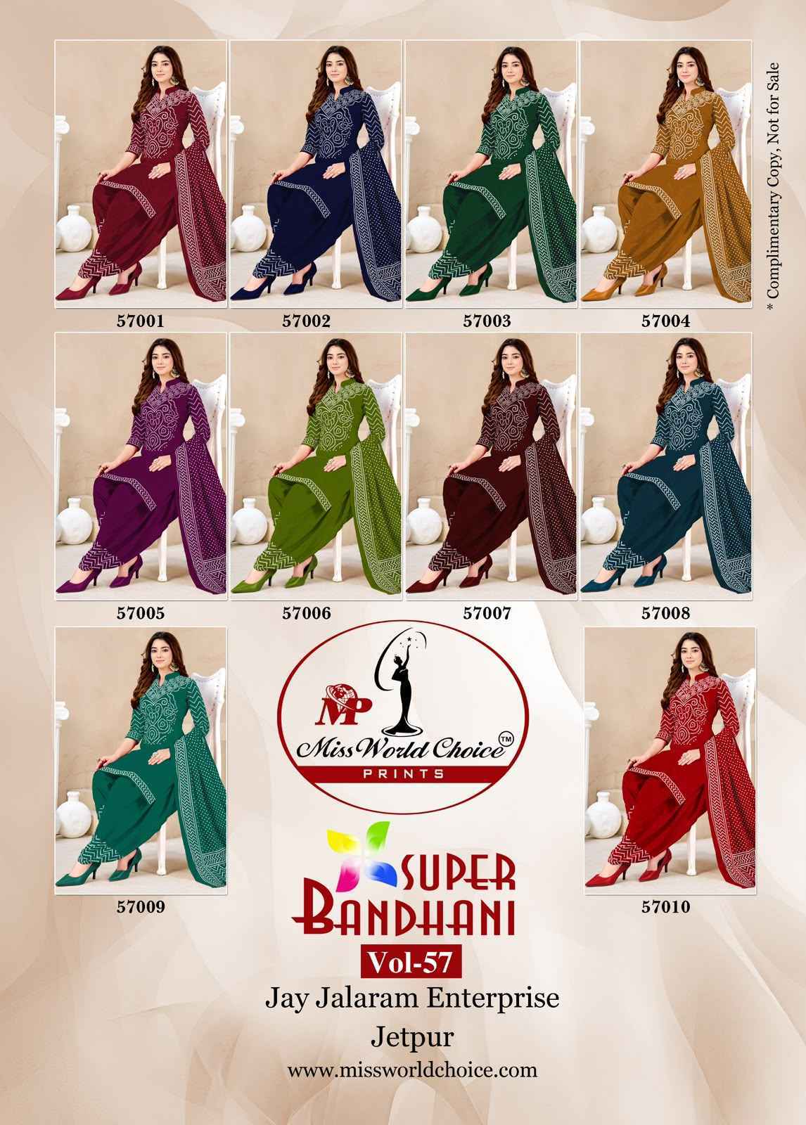 Miss World Choice Super Bandhani Vol 57 Wholesale Dress Material (10 Pcs)