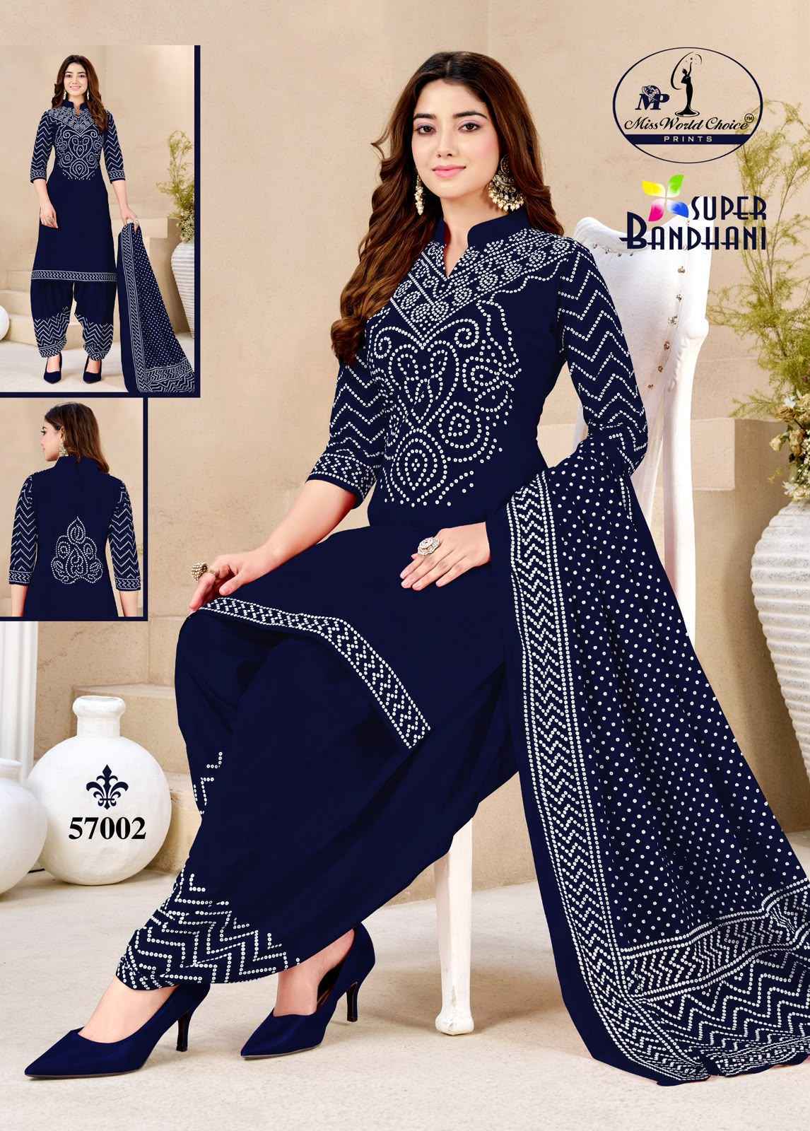 Miss World Choice Super Bandhani Vol 57 Wholesale Dress Material (10 Pcs)