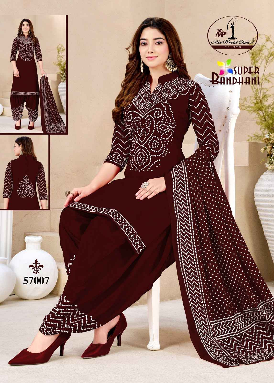 Miss World Choice Super Bandhani Vol 57 Wholesale Dress Material (10 Pcs)