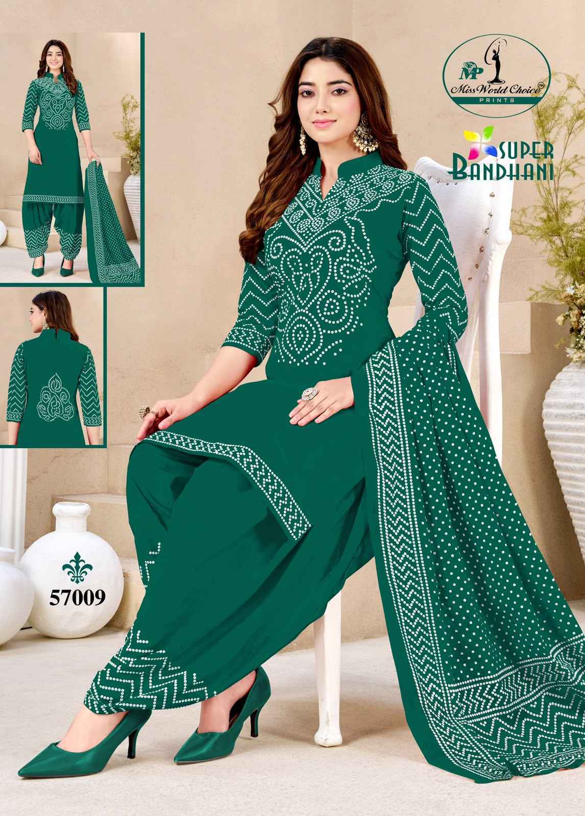 Miss World Choice Super Bandhani Vol 57 Wholesale Dress Material (10 Pcs)