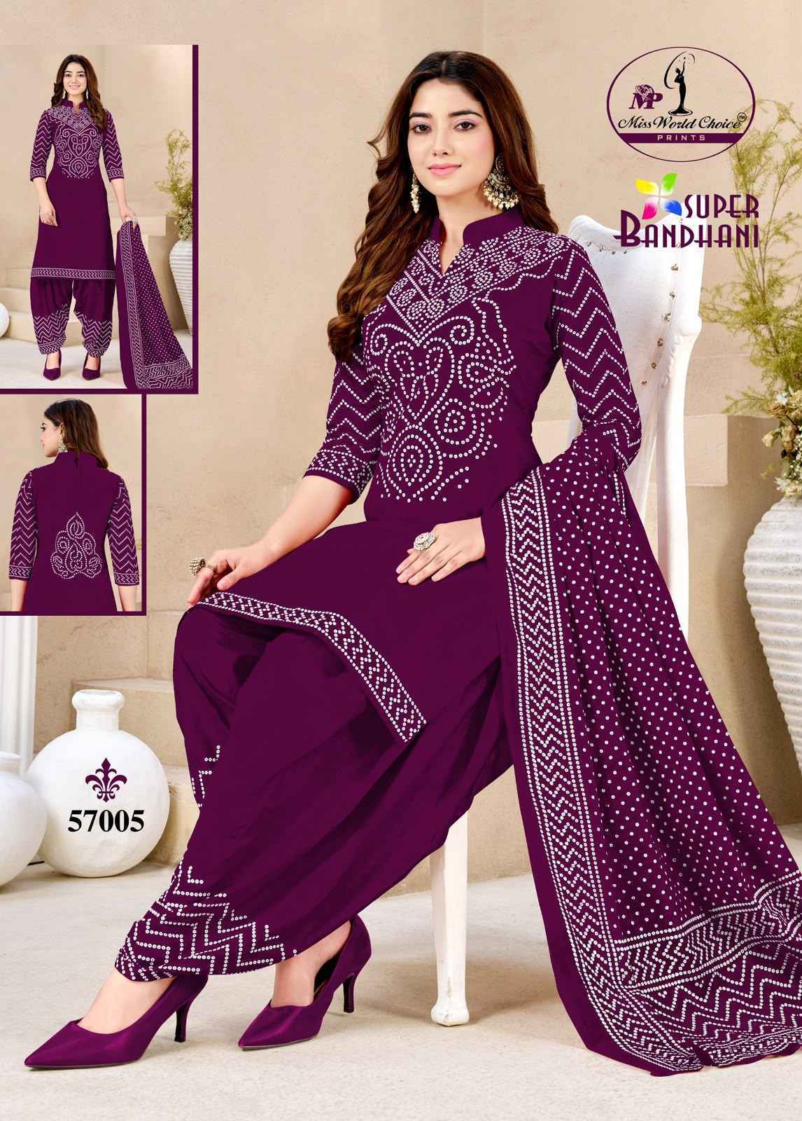 Miss World Choice Super Bandhani Vol 57 Wholesale Dress Material (10 Pcs)