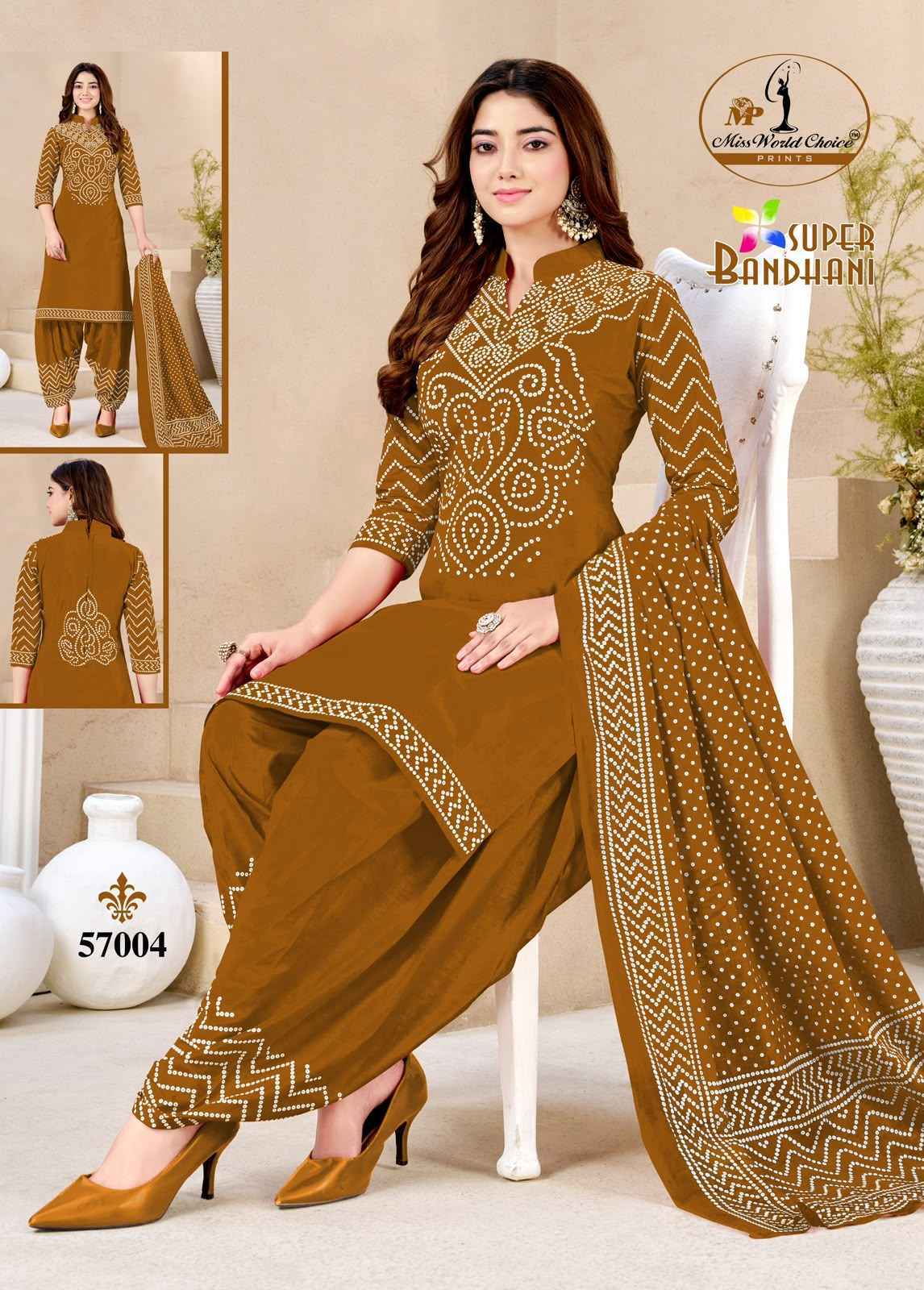 Miss World Choice Super Bandhani Vol 57 Wholesale Dress Material (10 Pcs)